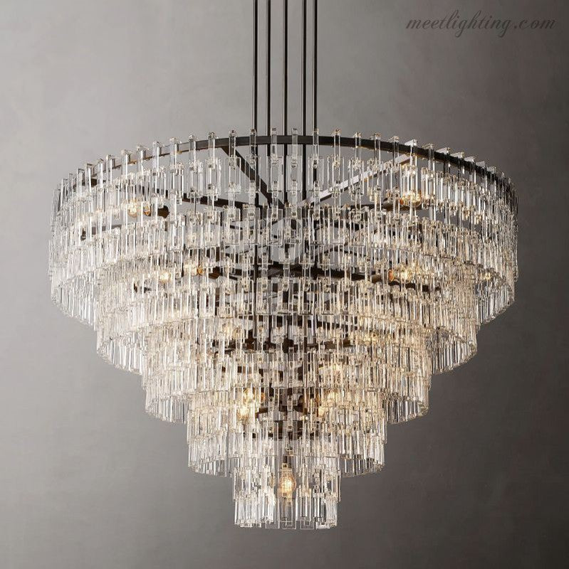 Five-Tier Crystal Chandelier 61 in Diameter 17-Light Statement Ceiling Fixture for Living Room Dining Room Foyer Entryway Hotel Lobby | Thomler