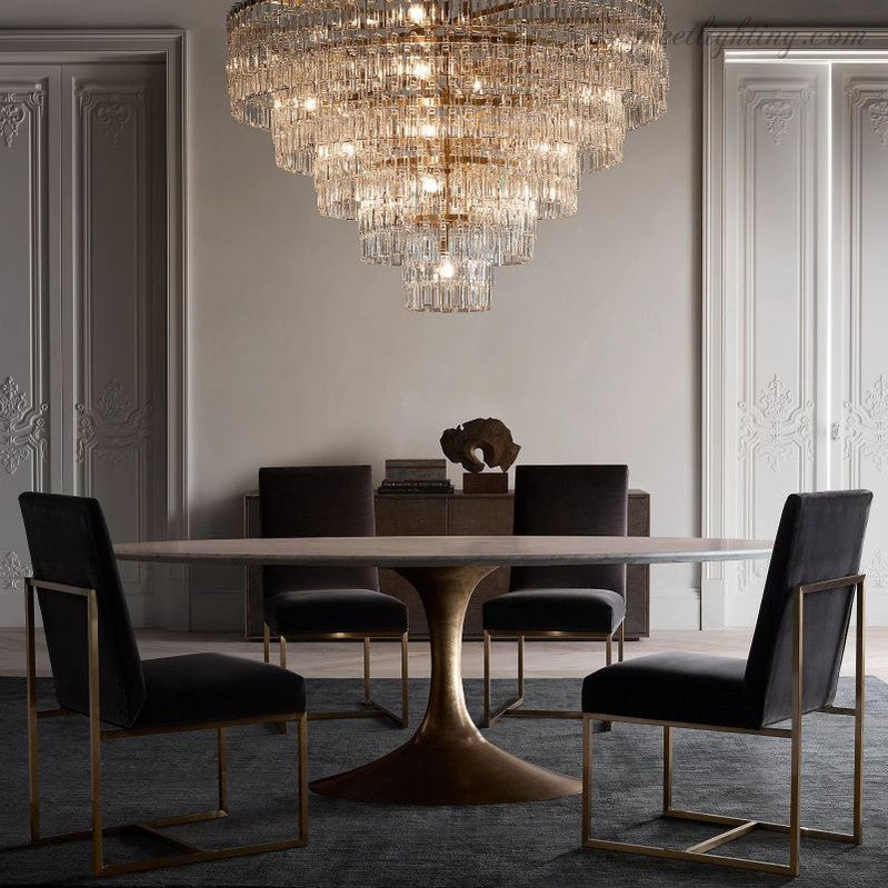 Five-Tier Crystal Chandelier 61 in Diameter 17-Light Statement Ceiling Fixture for Living Room Dining Room Foyer Entryway Hotel Lobby | Thomler