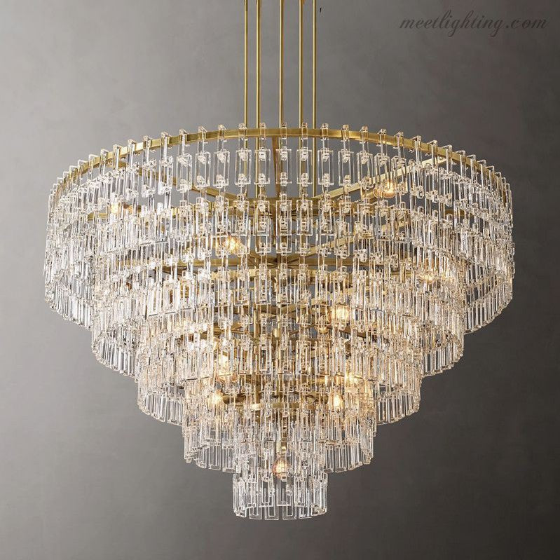 Five-Tier Crystal Chandelier 61 in Diameter 17-Light Statement Ceiling Fixture for Living Room Dining Room Foyer Entryway Hotel Lobby | Thomler