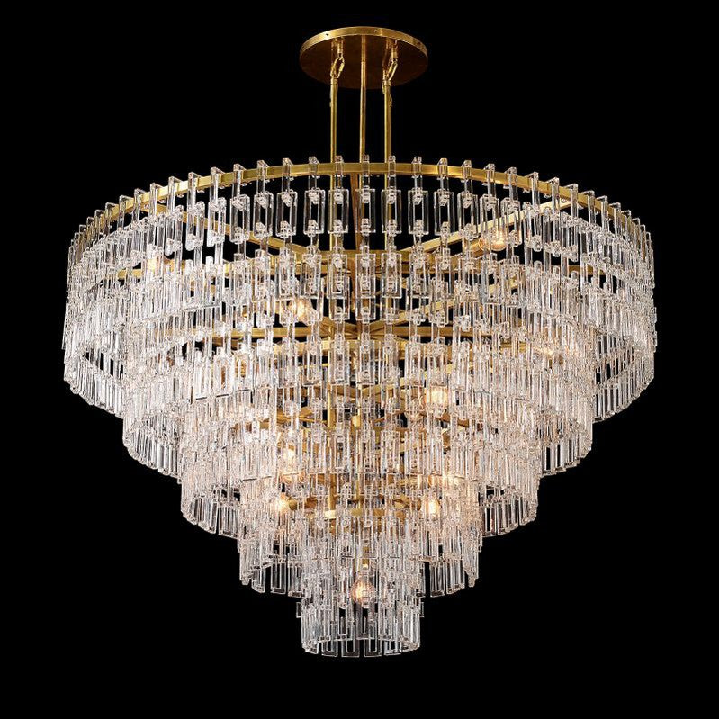 Five-Tier Crystal Chandelier 61 in Diameter 17-Light Statement Ceiling Fixture for Living Room Dining Room Foyer Entryway Hotel Lobby | Thomler