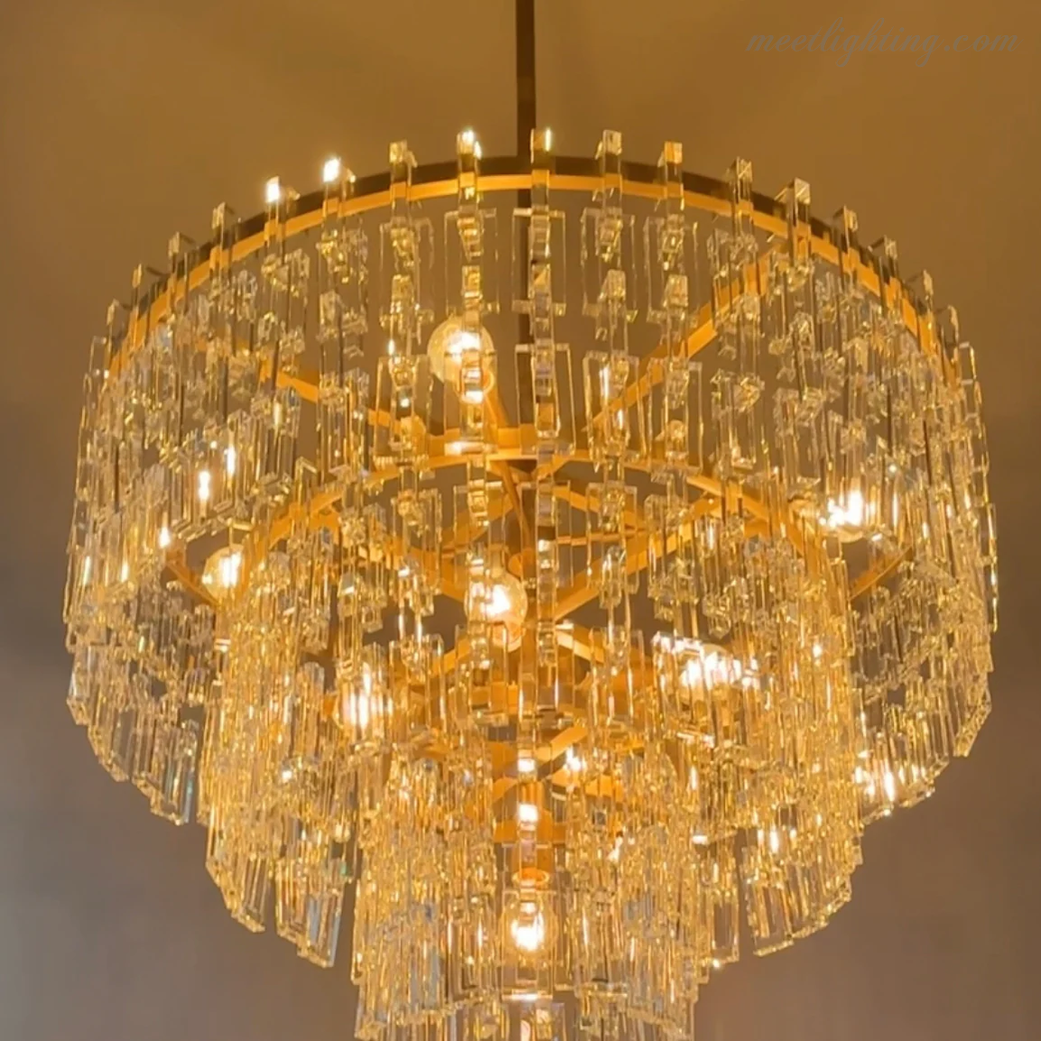 Five-Tier Crystal Chandelier 61 in Diameter 17-Light Statement Ceiling Fixture for Living Room Dining Room Foyer Entryway Hotel Lobby | Thomler