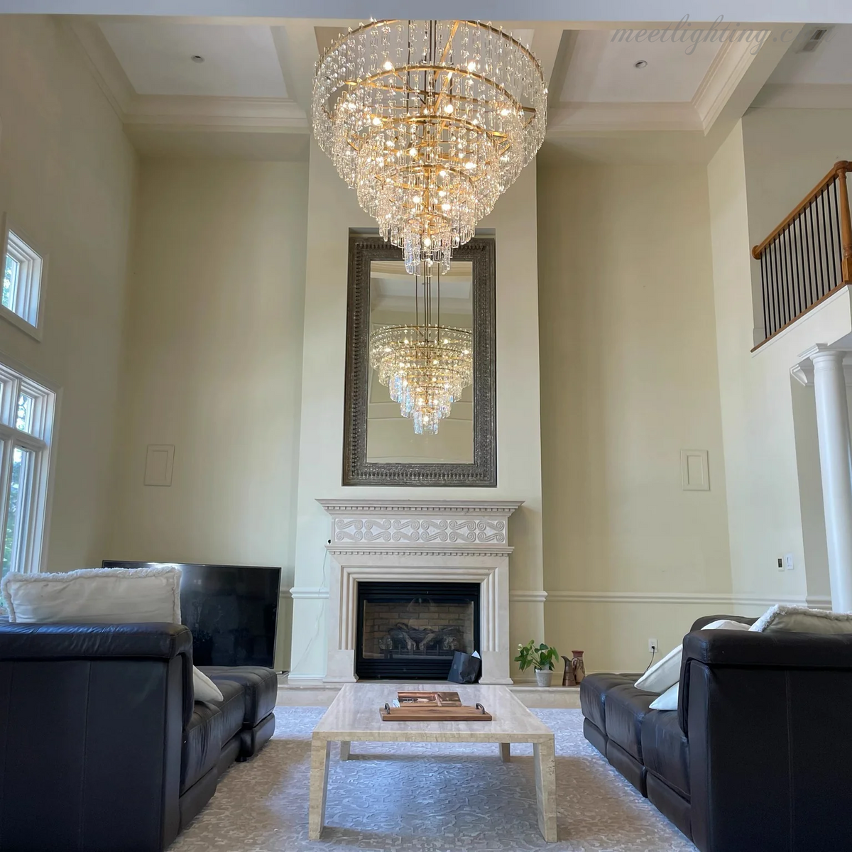 Five-Tier Crystal Chandelier 61 in Diameter 17-Light Statement Ceiling Fixture for Living Room Dining Room Foyer Entryway Hotel Lobby | Thomler