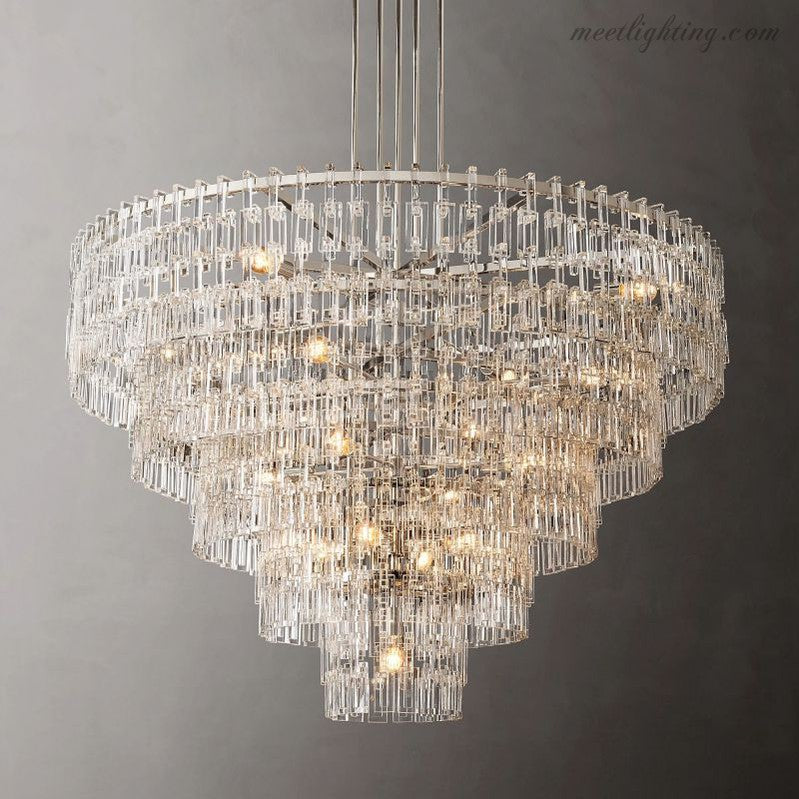 Five-Tier Crystal Chandelier 61 in Diameter 17-Light Statement Ceiling Fixture for Living Room Dining Room Foyer Entryway Hotel Lobby | Thomler