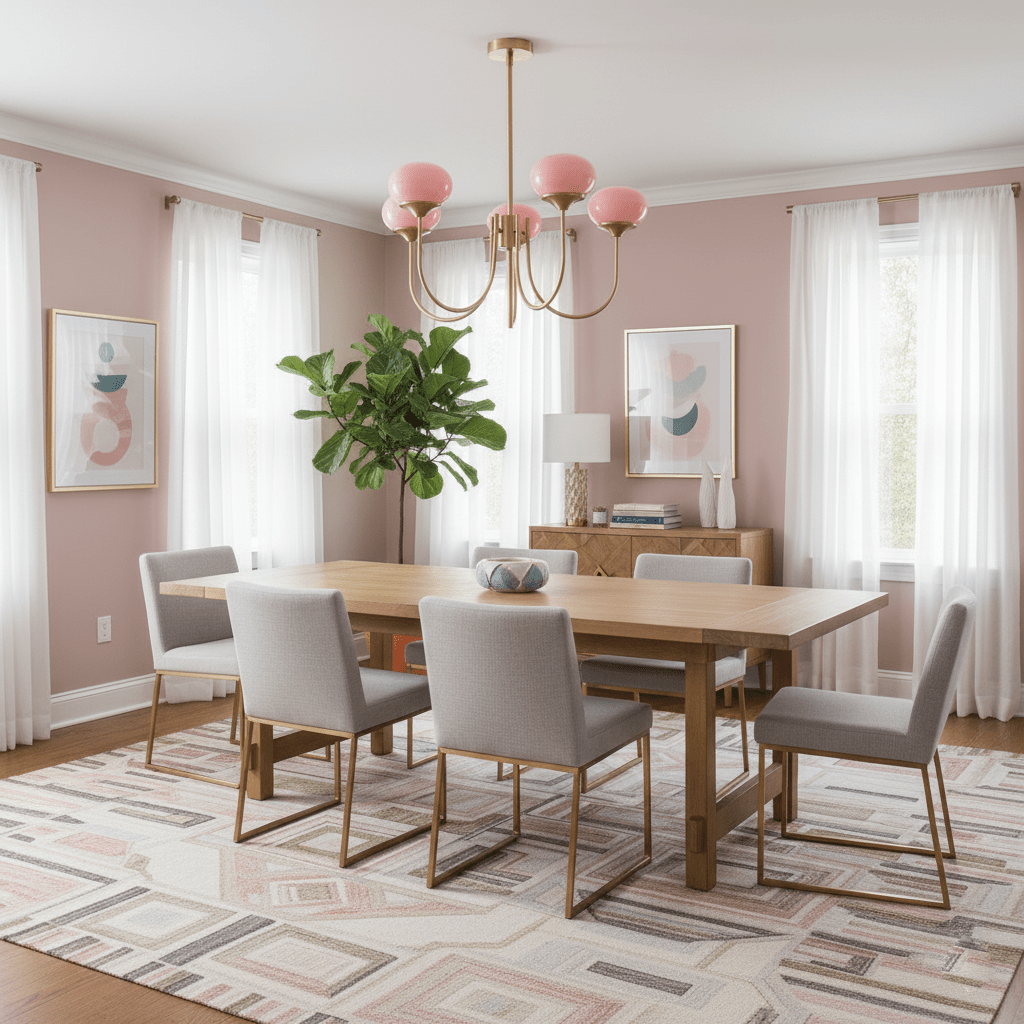 Chandelier Glass 46.0 cm Pink Dining Room Ceiling Light Adjustable Modern Hanging Lamp E27 Metal Globe Lighting | Thomler