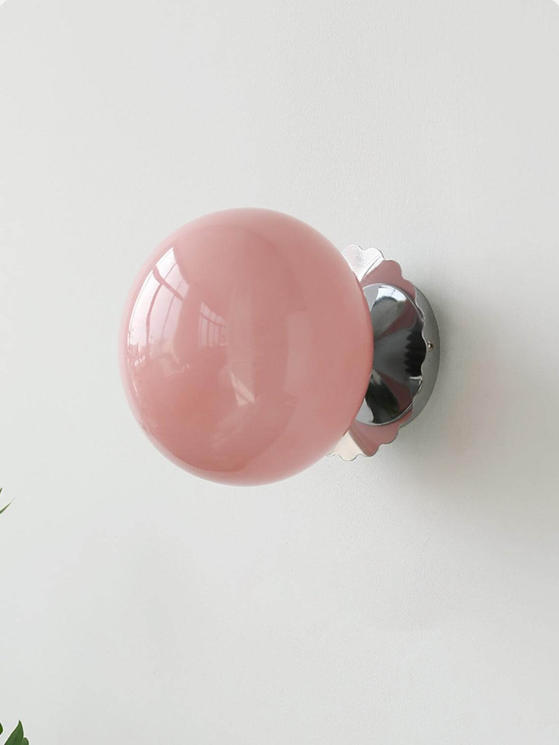 Wall Sconce Metal 7.9 in Pink Glass Shade 40W Indoor Living Room Bedroom Lighting | Thomler