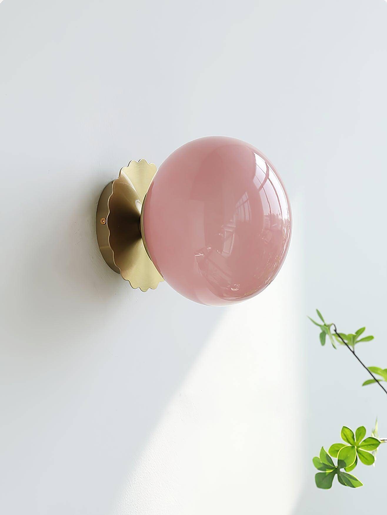Wall Sconce Metal 7.9 in Pink Glass Shade 40W Indoor Living Room Bedroom Lighting | Thomler