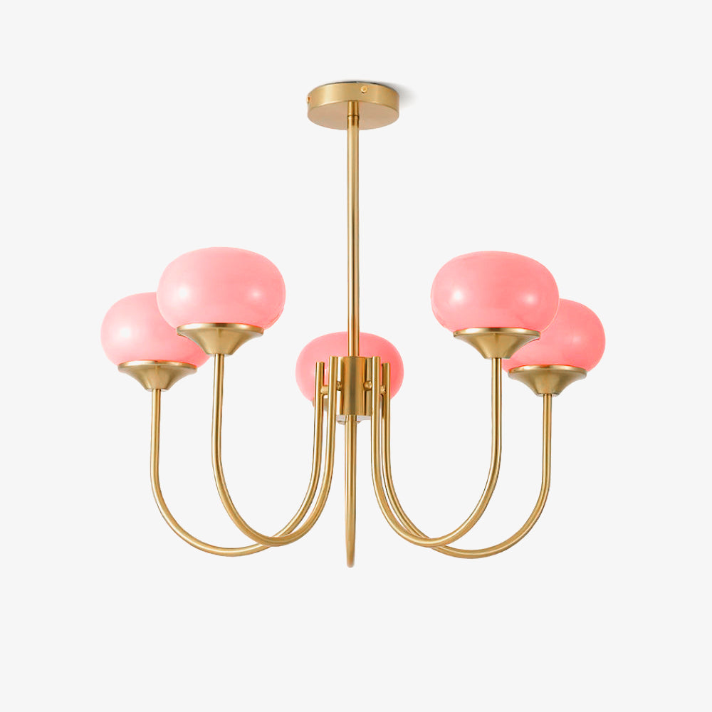 Chandelier Glass 46.0 cm Pink Dining Room Ceiling Light Adjustable Modern Hanging Lamp E27 Metal Globe Lighting | Thomler