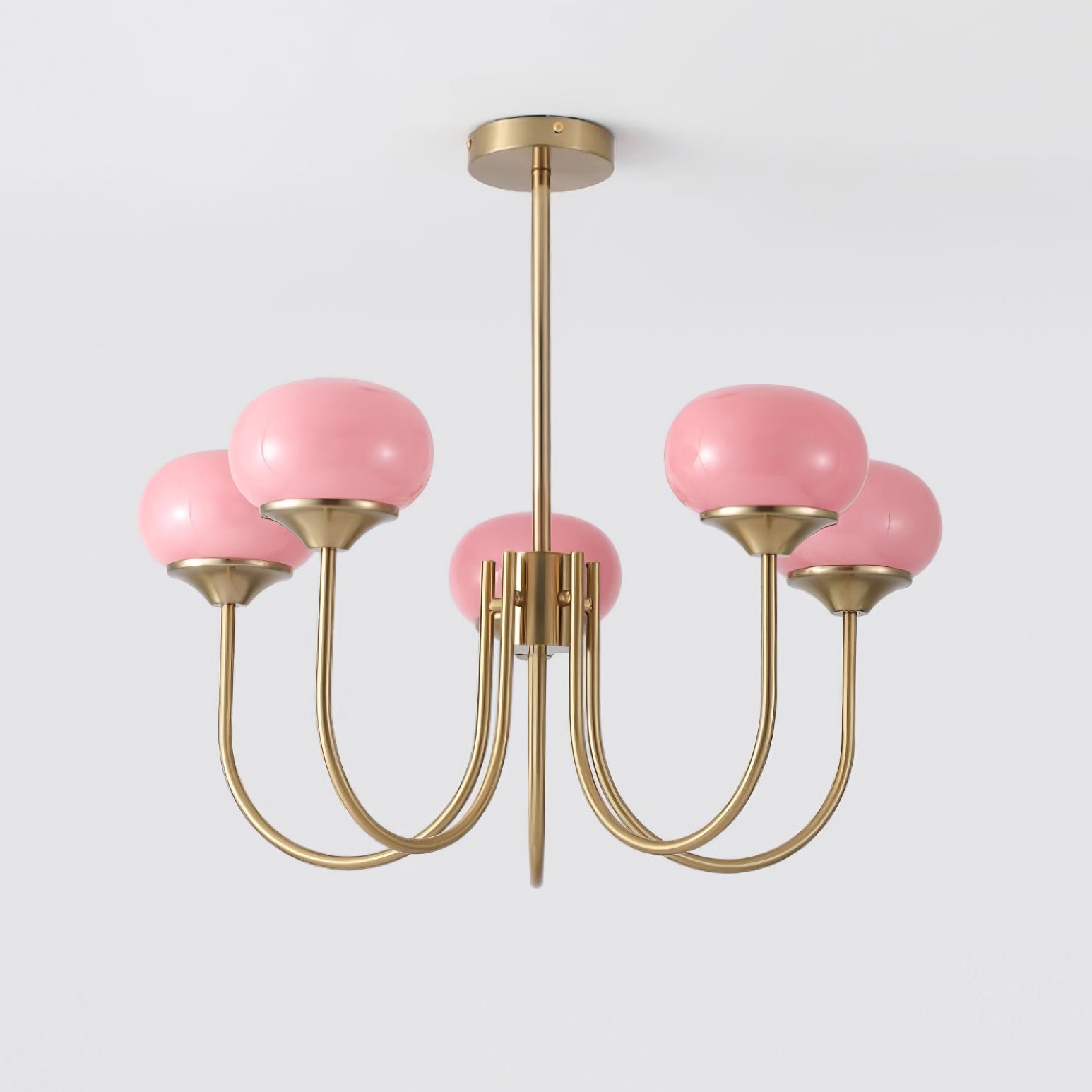 Chandelier Glass 46.0 cm Pink Dining Room Ceiling Light Adjustable Modern Hanging Lamp E27 Metal Globe Lighting | Thomler