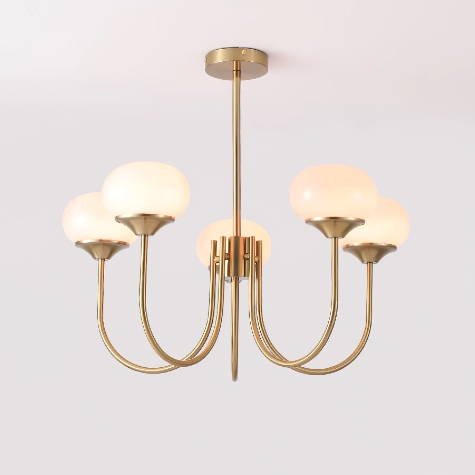 Chandelier Glass 46.0 cm Pink Dining Room Ceiling Light Adjustable Modern Hanging Lamp E27 Metal Globe Lighting | Thomler