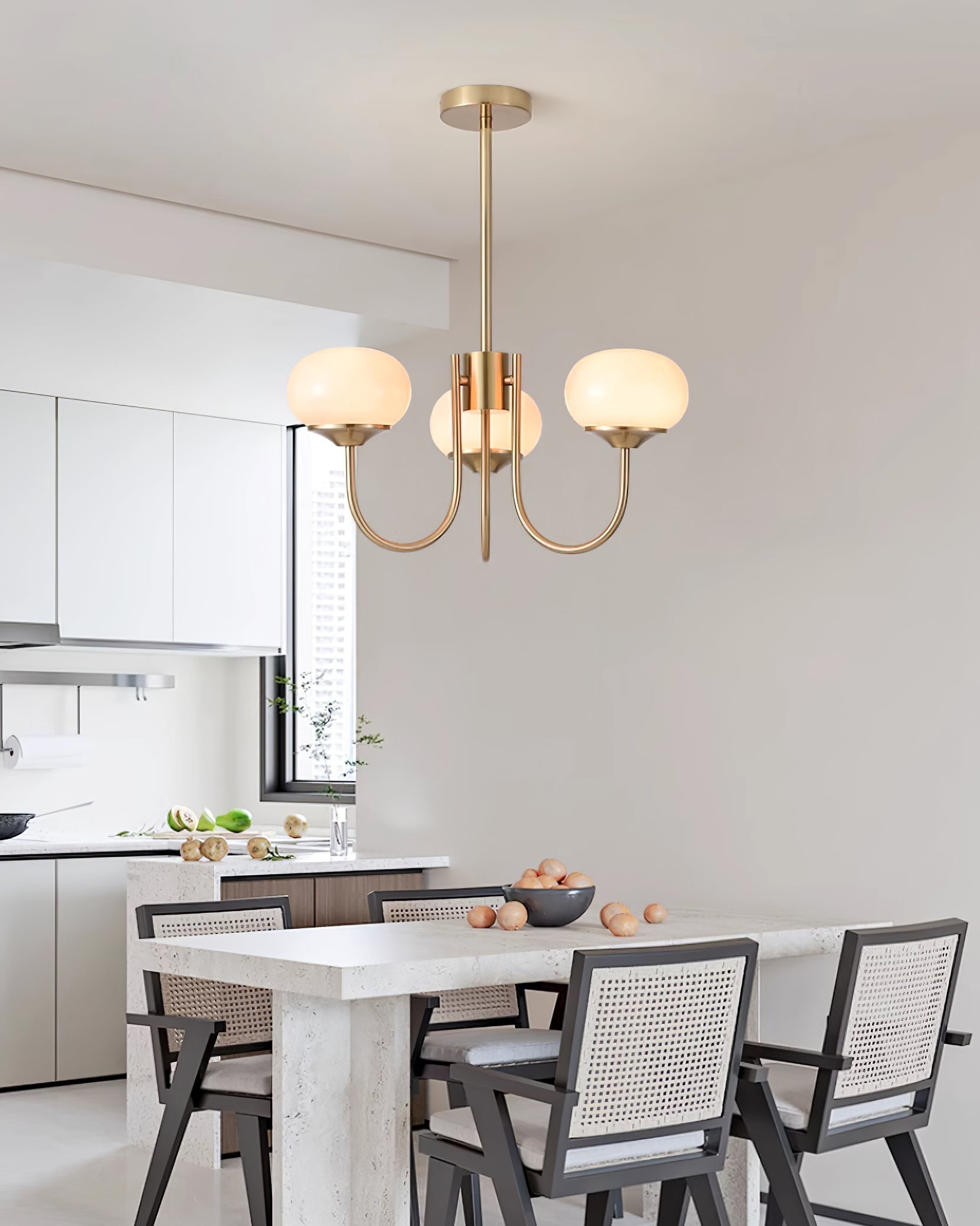 Chandelier Glass 46.0 cm Pink Dining Room Ceiling Light Adjustable Modern Hanging Lamp E27 Metal Globe Lighting | Thomler