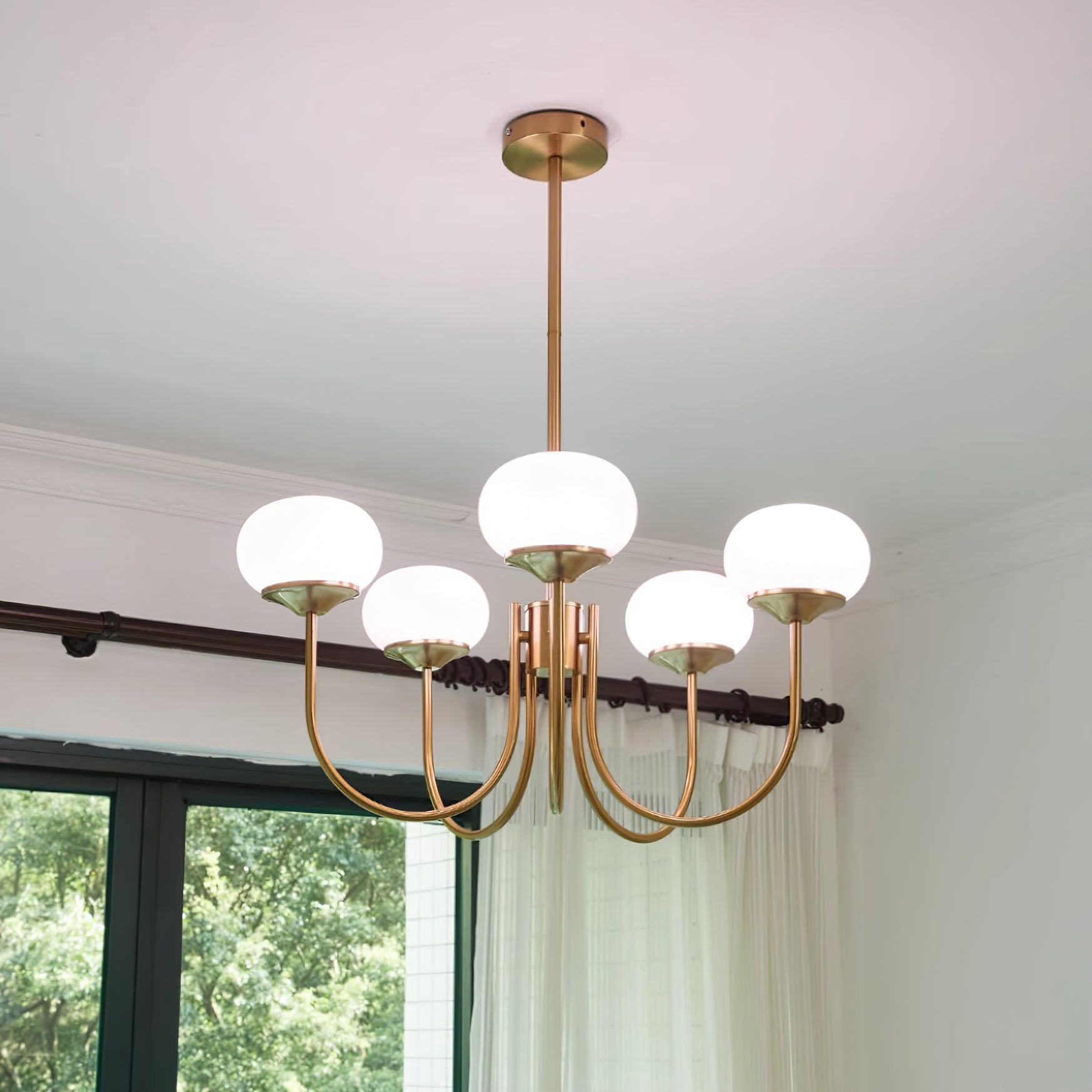 Modern Pink Glass Ceiling Light 18.1 in 3-5 Head Indoor Fixture Copper Chrome Finish Living Room Dining Room Bedroom Lighting | Thomler