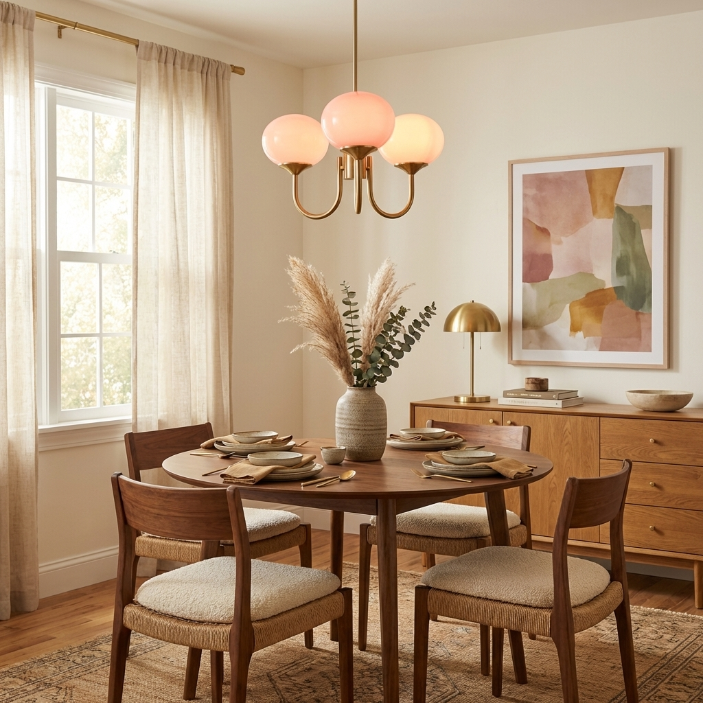 Modern Pink Glass Ceiling Light 18.1 in 3-5 Head Indoor Fixture Copper Chrome Finish Living Room Dining Room Bedroom Lighting | Thomler