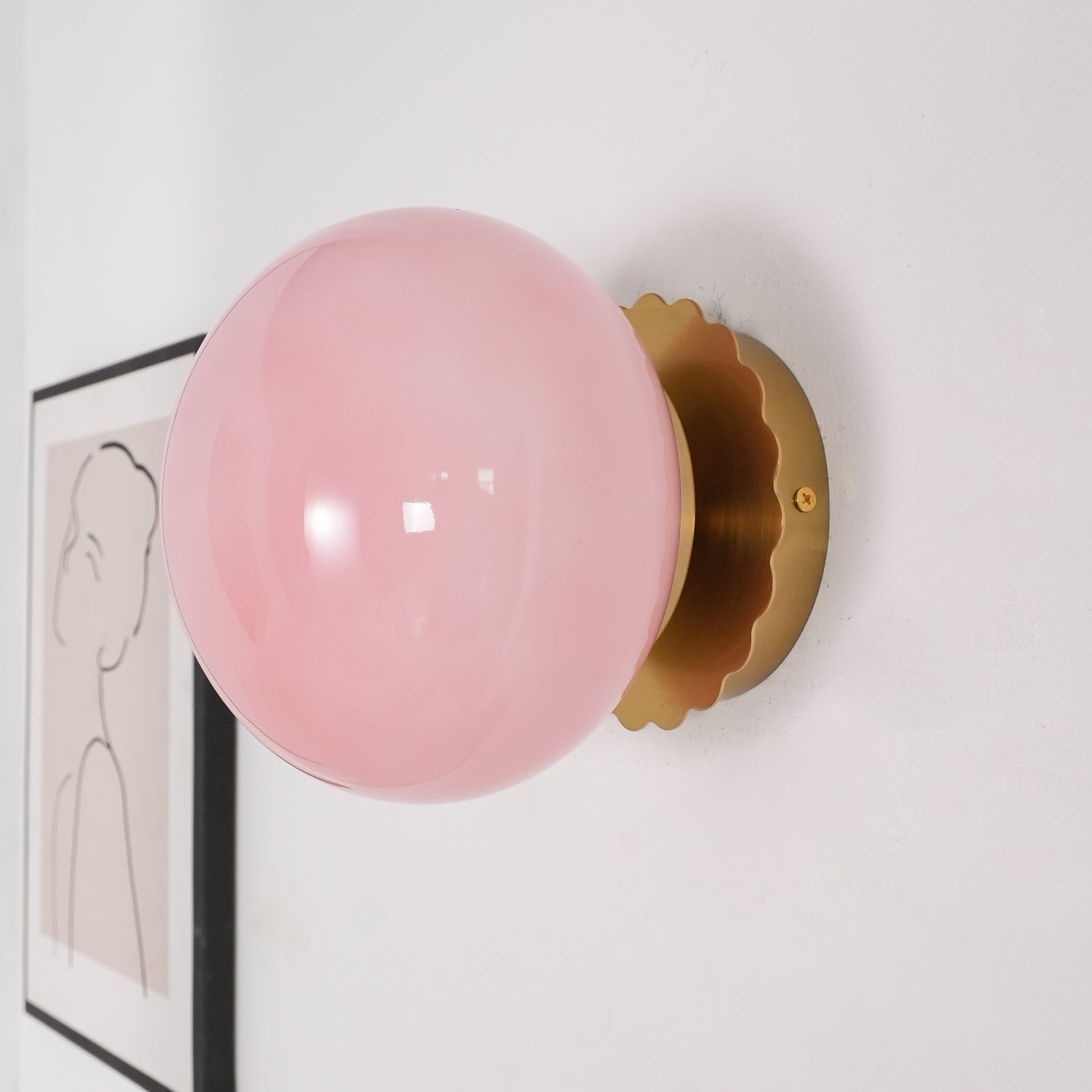 Wall Lamp Metal 7.9 in Pink Glass Adjustable Indoor Ceiling or Wall Light Contemporary Home Decor | Thomler