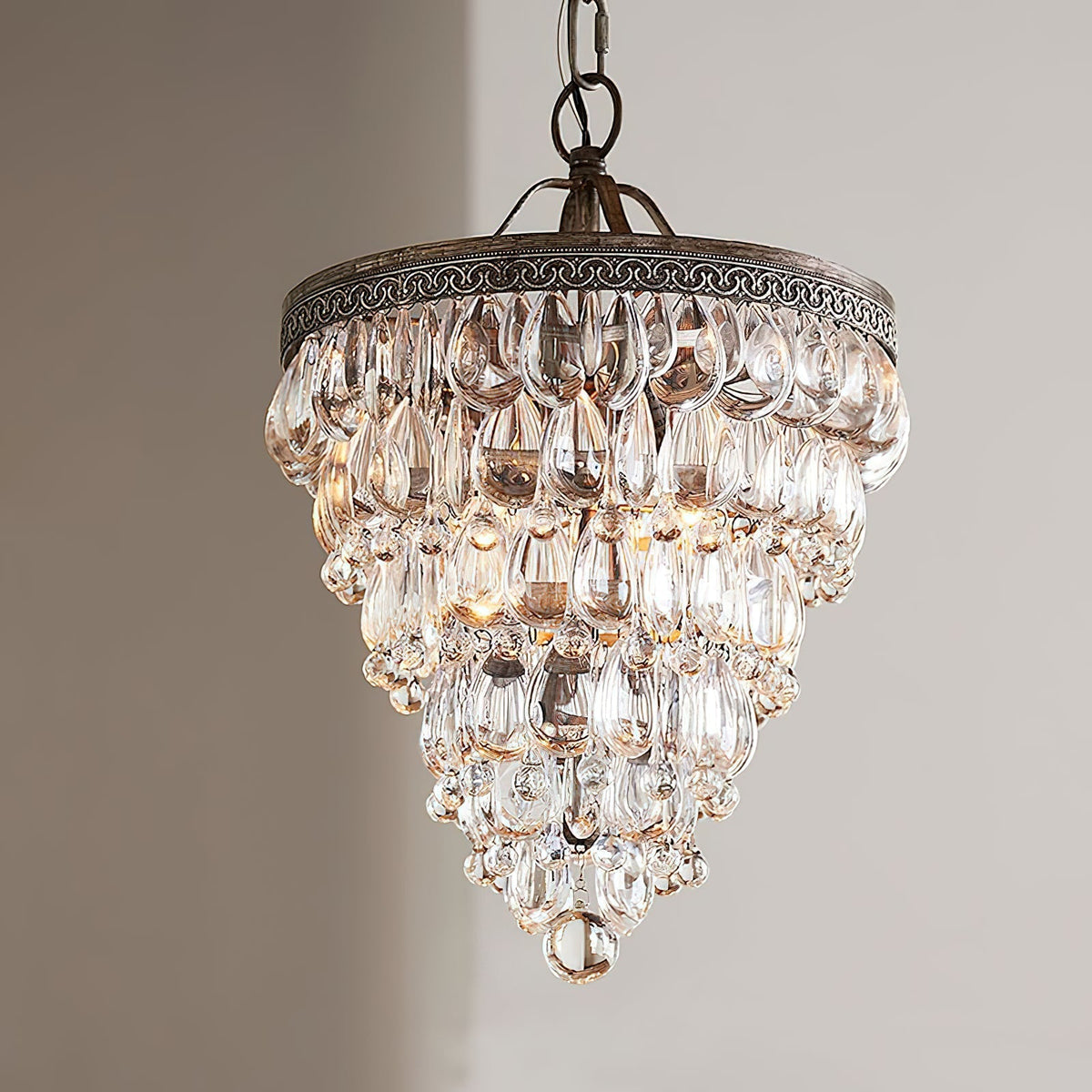 Crystal Tiered Iron Chandelier with Bronze Finish – Multi-Light Statement Fixture for Dining Room & Foyer | Thomler