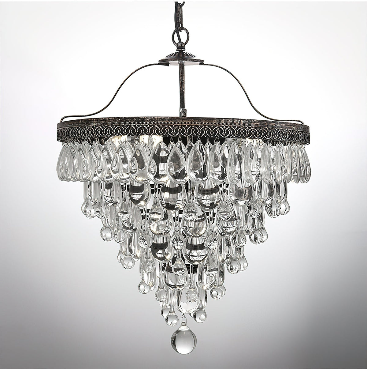 Crystal Tiered Iron Chandelier with Bronze Finish – Multi-Light Statement Fixture for Dining Room & Foyer | Thomler