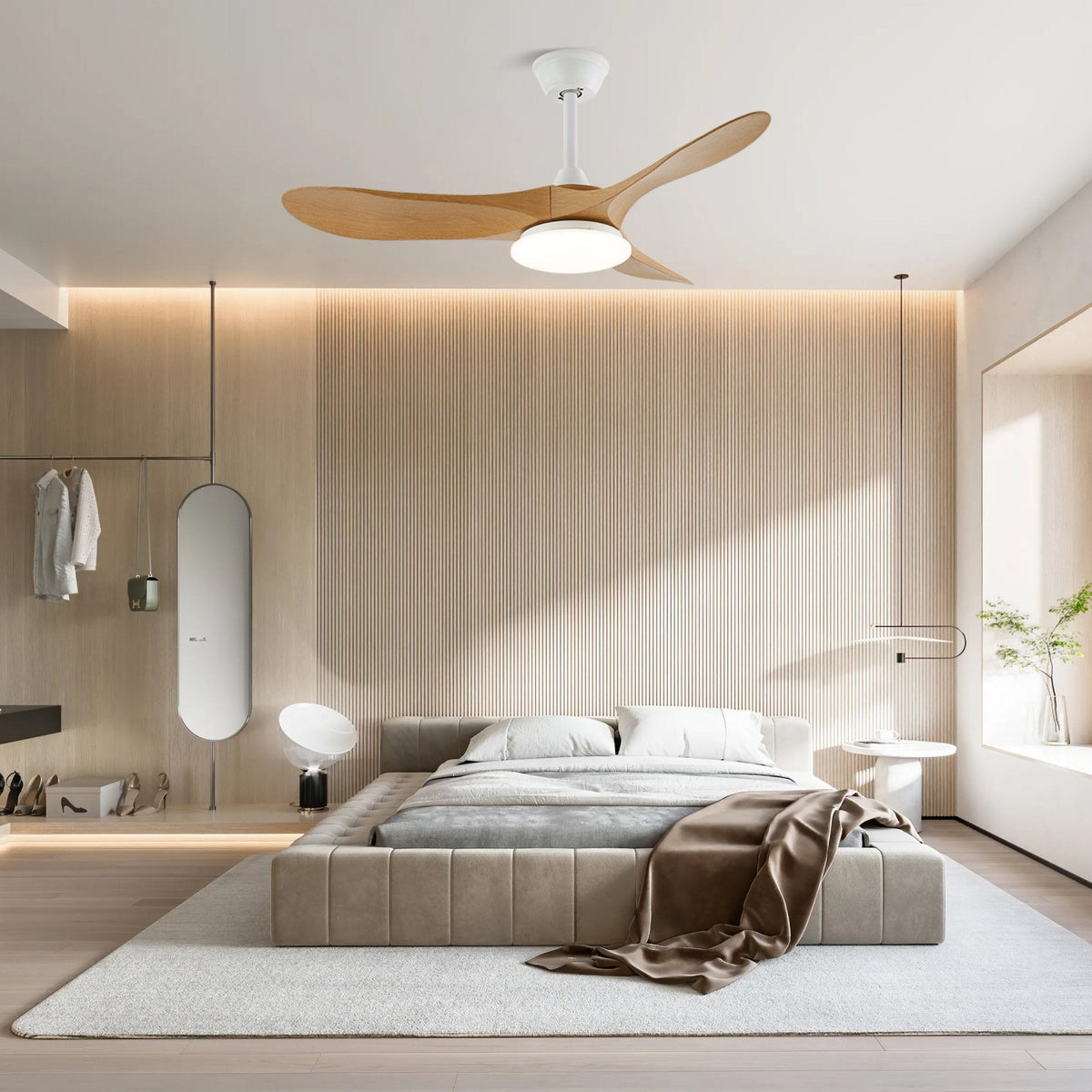 42 & 52 Inch Ceiling Fan with LED Light and Remote – 6-Speed Hardwired Ventilator for Bedroom and Living Room | Thomler