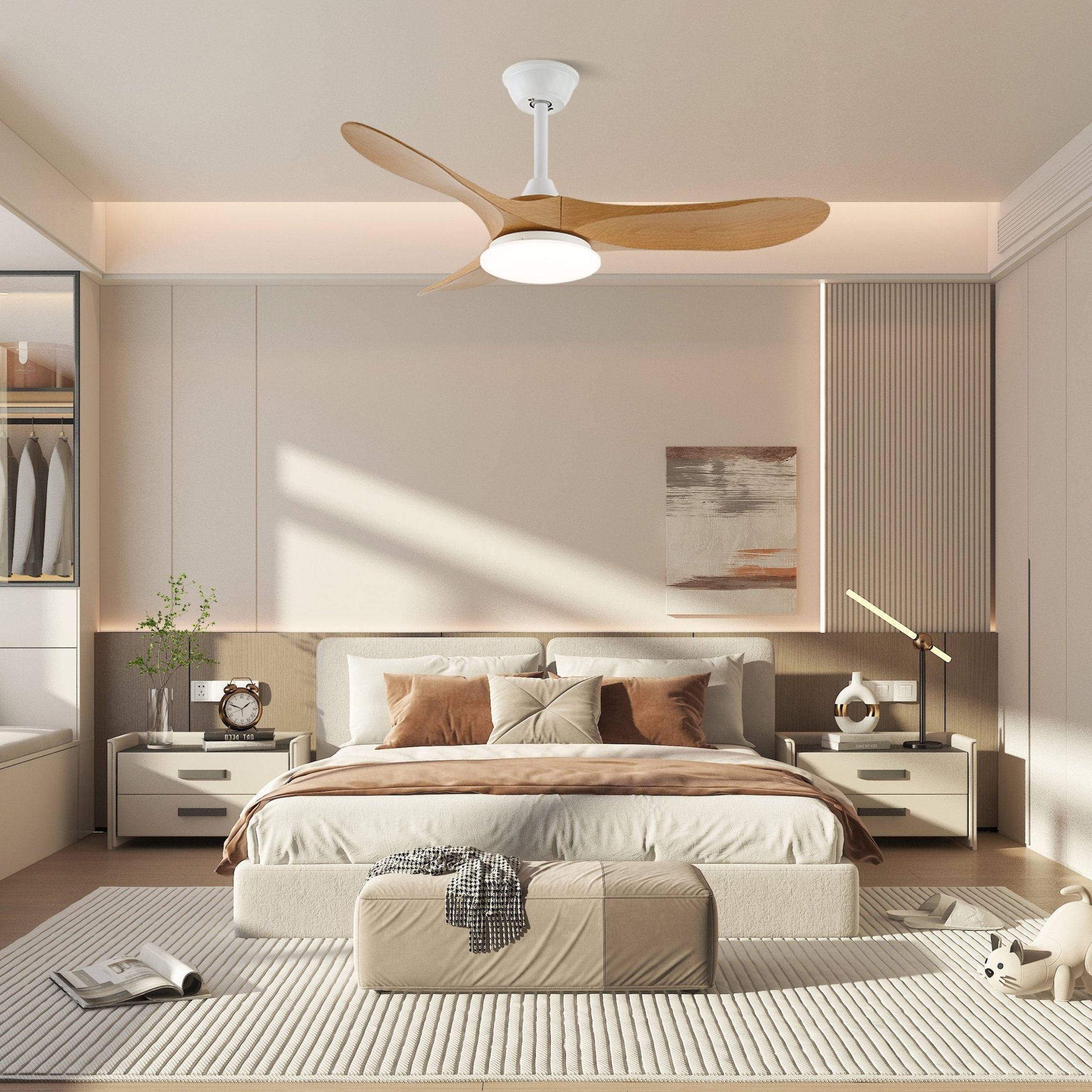 Wooden Ceiling Fan Light 42 in 52 in Adjustable Indoor AC 110–120V Modern Living Room Bedroom | Thomler