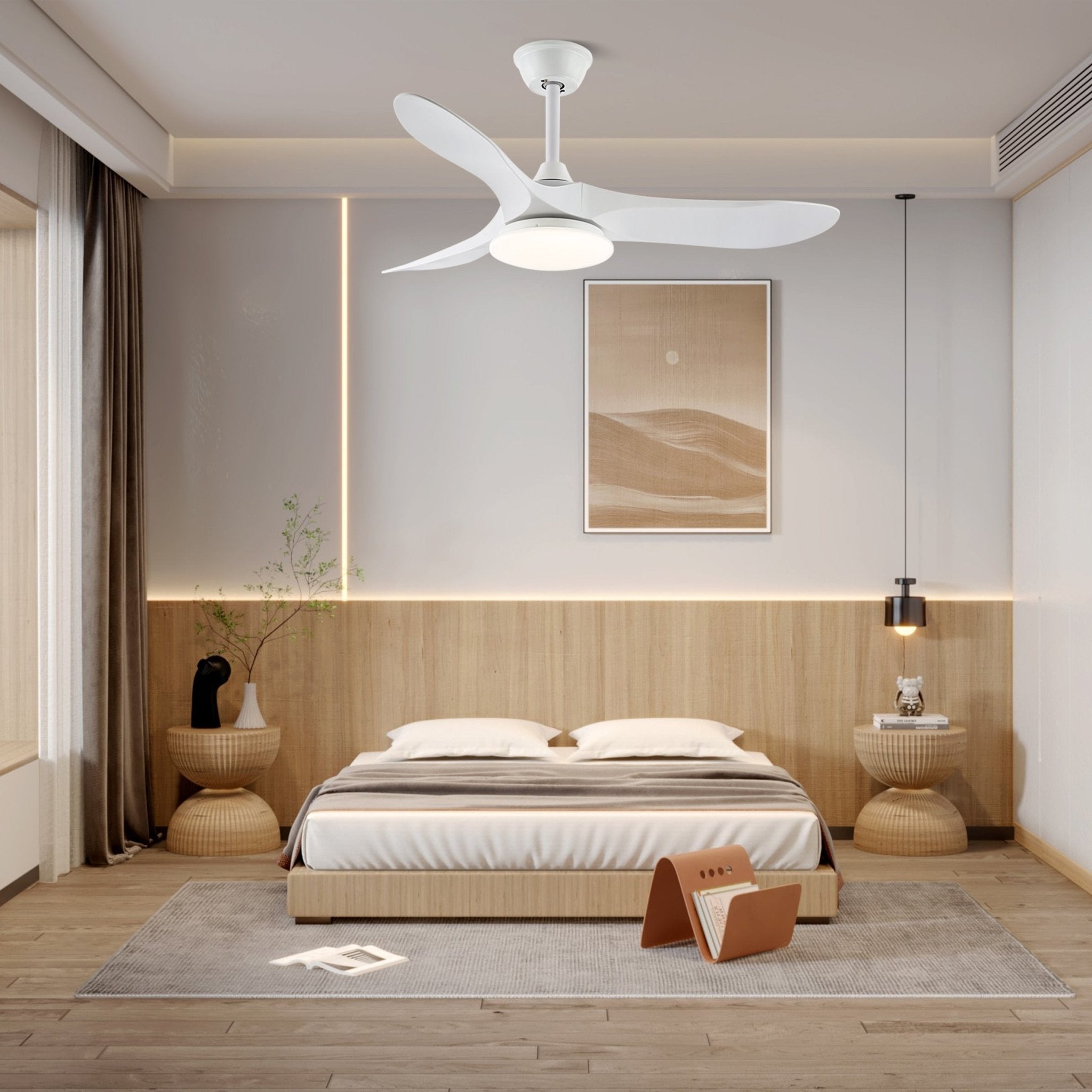 Wooden Ceiling Fan Light 42 in 52 in Adjustable Indoor AC 110–120V Modern Living Room Bedroom | Thomler