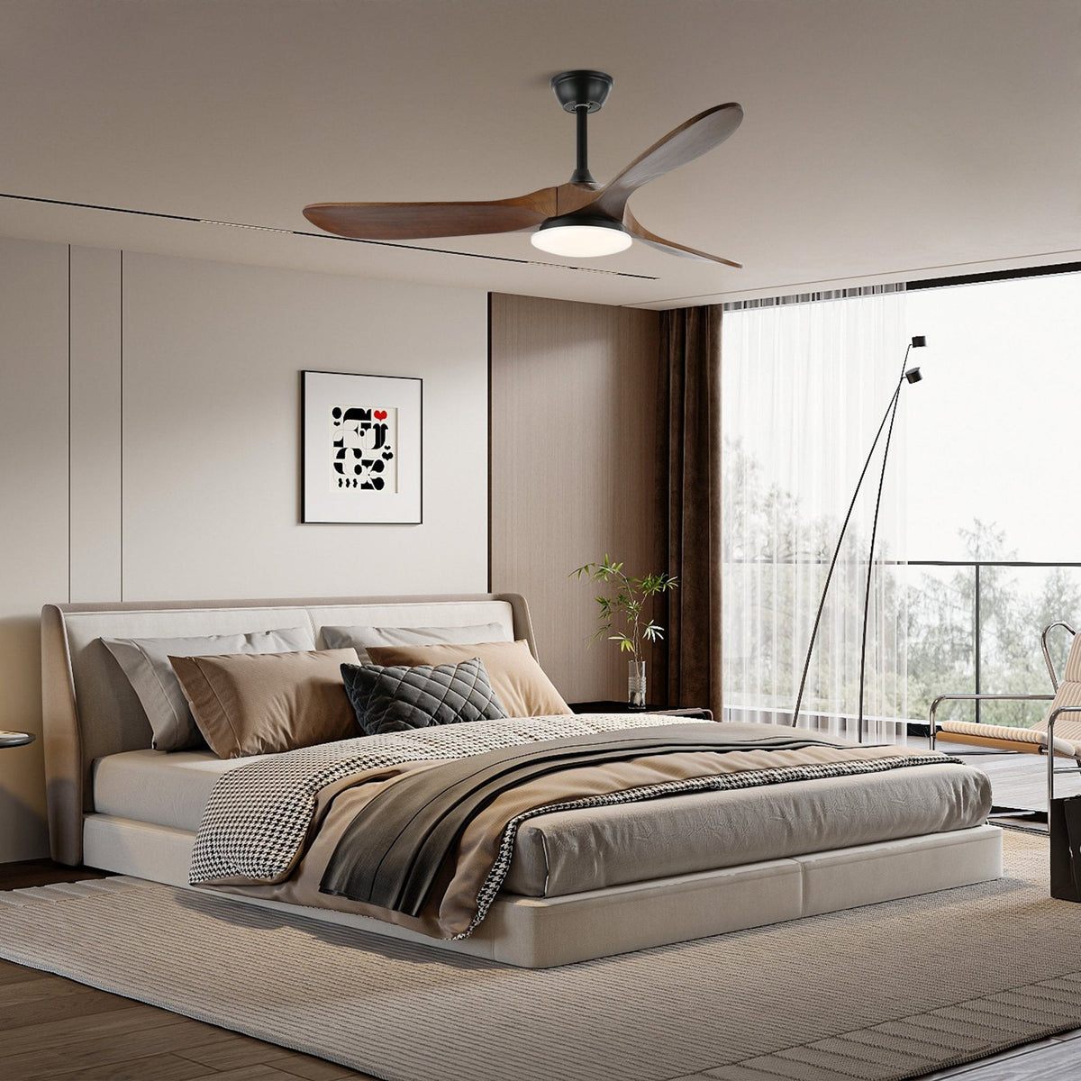 42 & 52 Inch Ceiling Fan with LED Light and Remote – 6-Speed Hardwired Ventilator for Bedroom and Living Room | Thomler