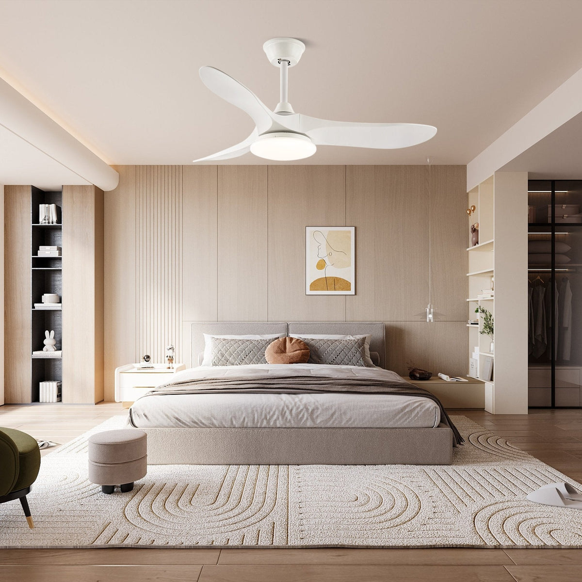 42 & 52 Inch Ceiling Fan with LED Light and Remote – 6-Speed Hardwired Ventilator for Bedroom and Living Room | Thomler