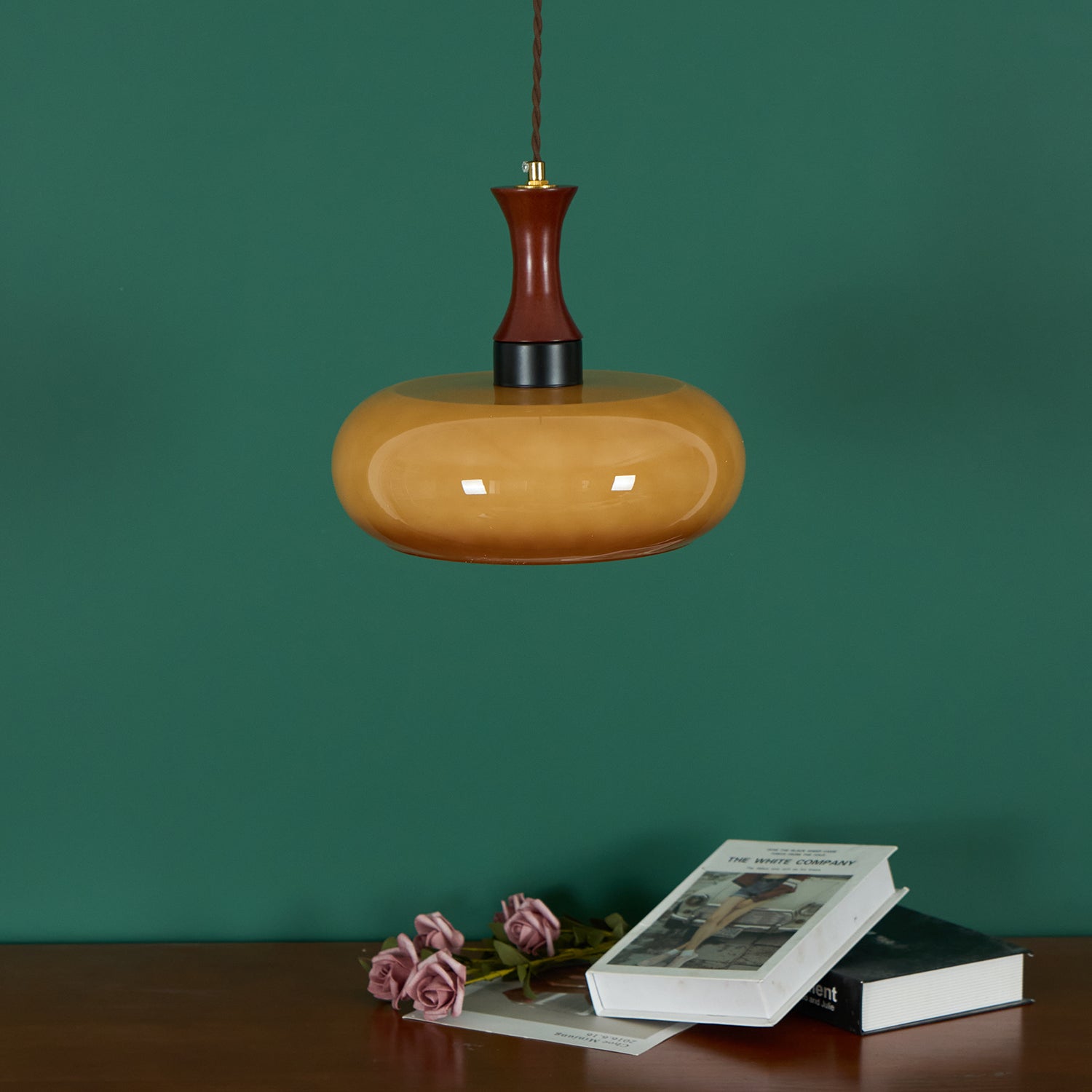 Pendant Light Glass Shade 11 in Dia x 9.4 in H Brown Dining Room Kitchen Island Hanging Lamp Modern Lighting Fixture | Thomler