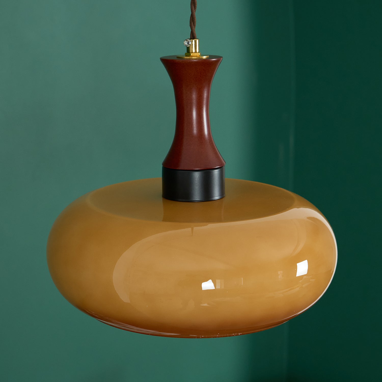 Pendant Light Glass Shade 11 in Dia x 9.4 in H Brown Dining Room Kitchen Island Hanging Lamp Modern Lighting Fixture | Thomler