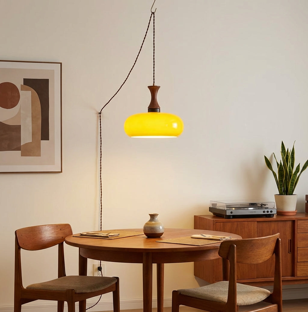 Pendant Light Glass Shade 11 in Dia x 9.4 in H Brown Dining Room Kitchen Island Hanging Lamp Modern Lighting Fixture | Thomler