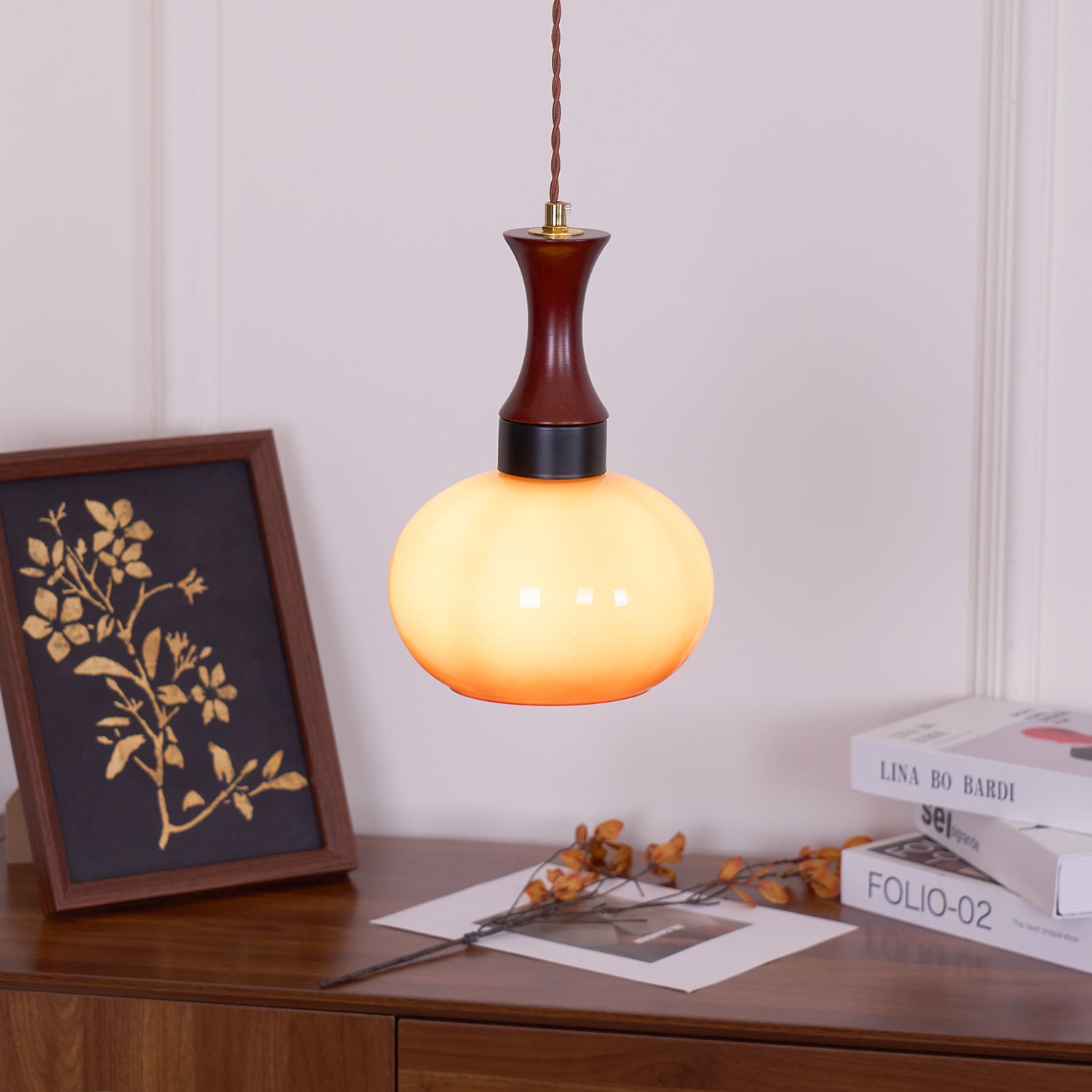 Pendant Light Glass 7 in Brown Dining Room Kitchen Island Ceiling Lamp Adjustable Height | Thomler