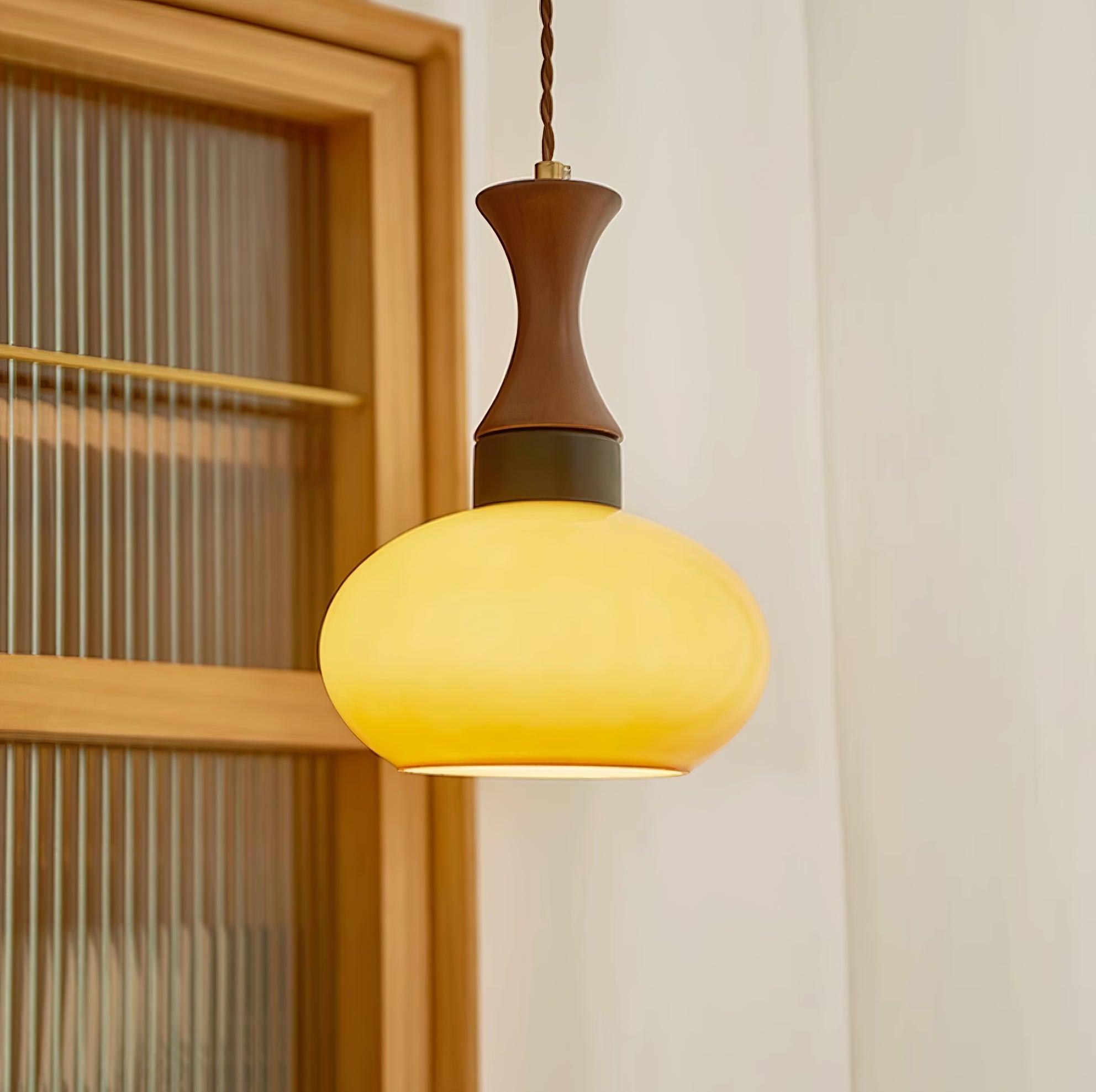 Pendant Light Glass 7 in Brown Dining Room Kitchen Island Ceiling Lamp Adjustable Height | Thomler