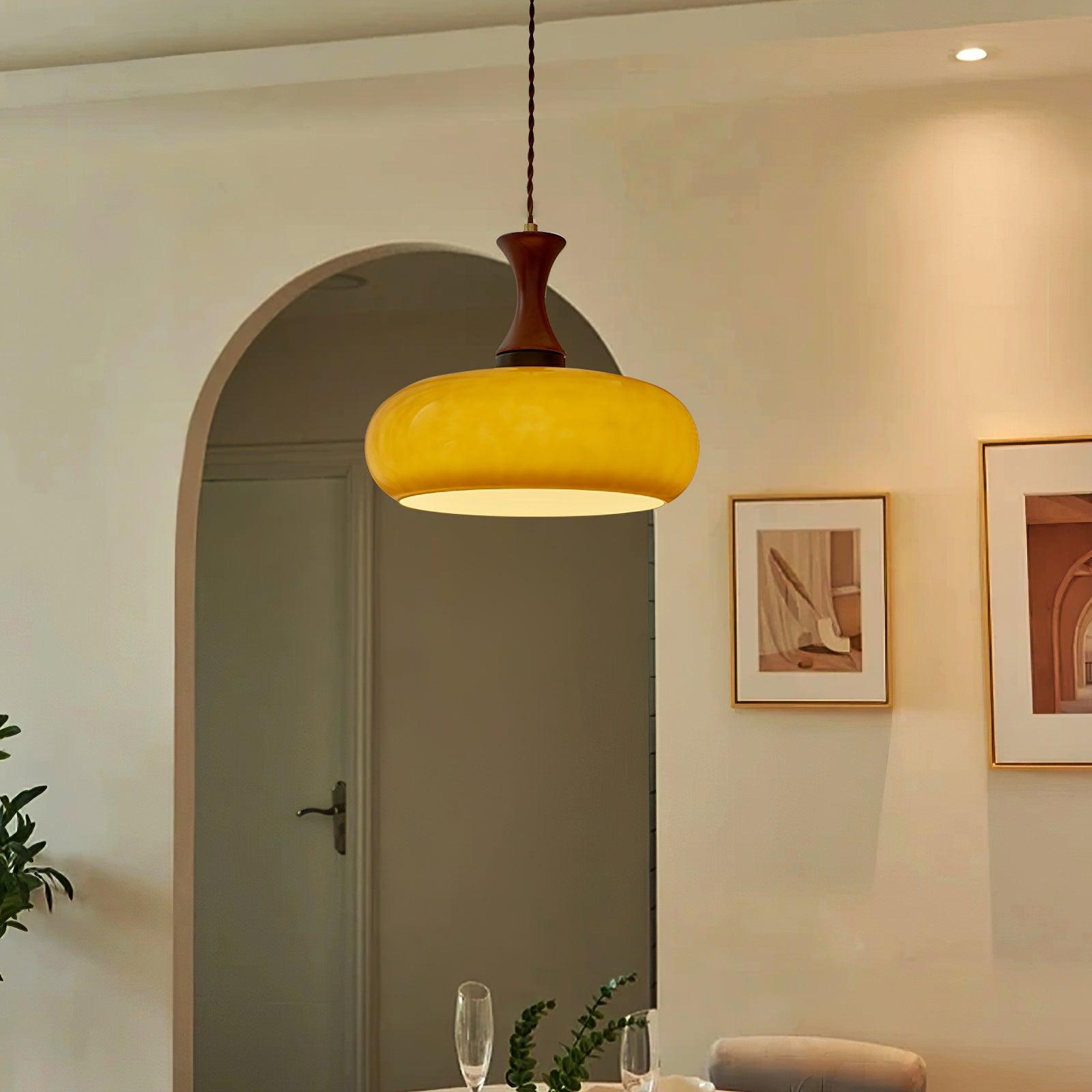 Pendant Light Glass 7 in Brown Dining Room Kitchen Island Ceiling Lamp Adjustable Height | Thomler