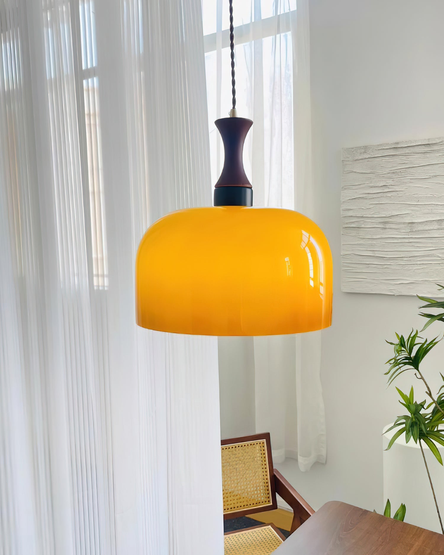 Pendant Light Glass 7 in Brown Dining Room Kitchen Island Ceiling Lamp Adjustable Height | Thomler
