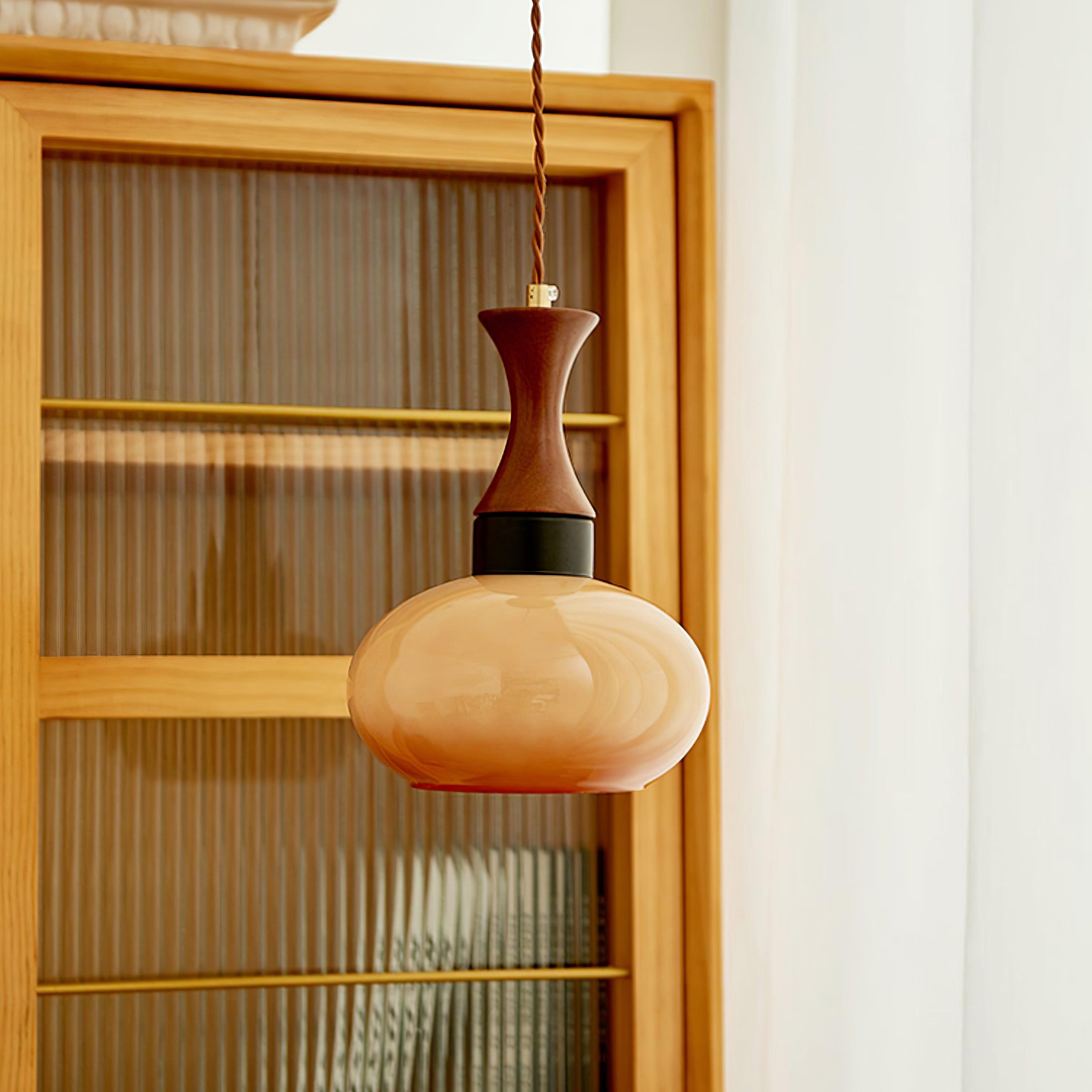 Pendant Light Glass 7 in Brown Dining Room Kitchen Island Ceiling Lamp Adjustable Height | Thomler
