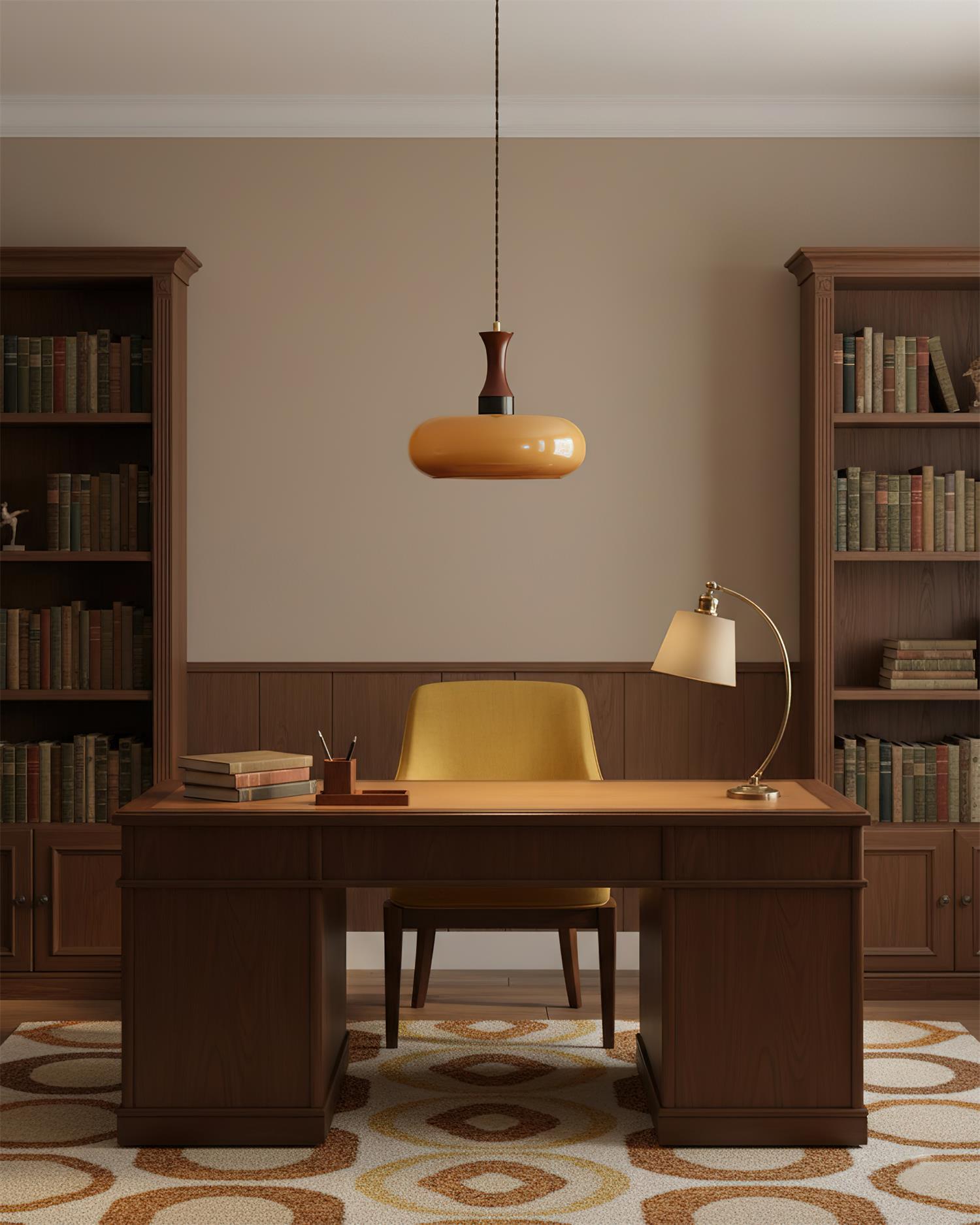 Pendant Light Glass Shade 11 in Dia x 9.4 in H Brown Dining Room Kitchen Island Hanging Lamp Modern Lighting Fixture | Thomler
