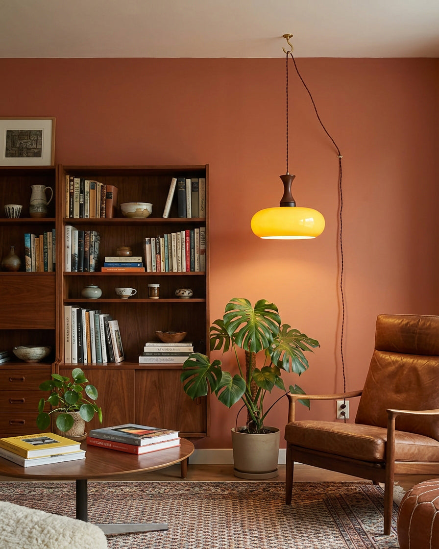 Pendant Light Glass Shade 11 in Dia x 9.4 in H Brown Dining Room Kitchen Island Hanging Lamp Modern Lighting Fixture | Thomler