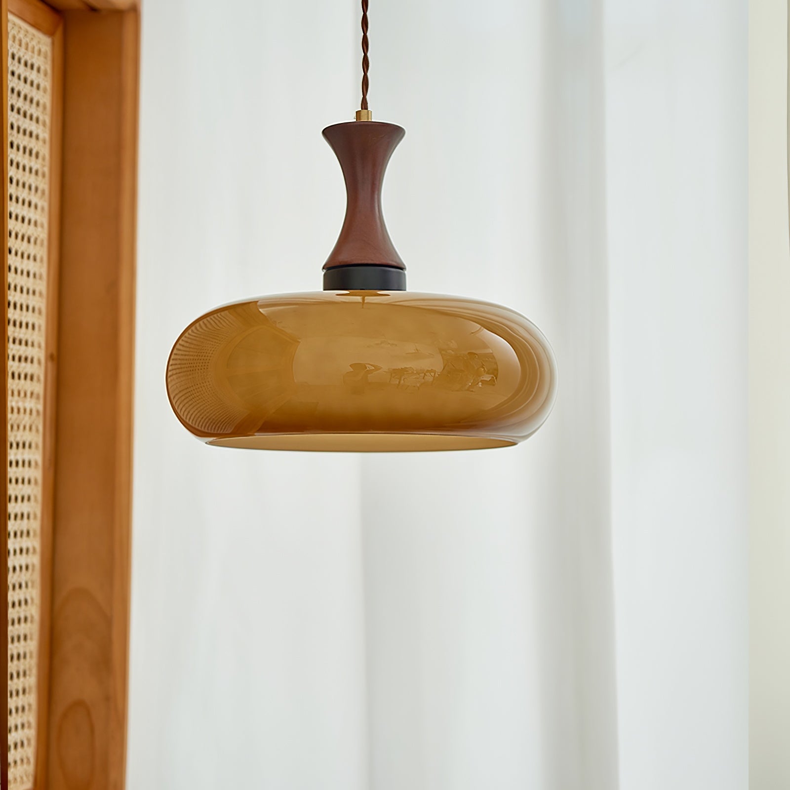 Pendant Light Glass Shade 11 in Dia x 9.4 in H Brown Dining Room Kitchen Island Hanging Lamp Modern Lighting Fixture | Thomler