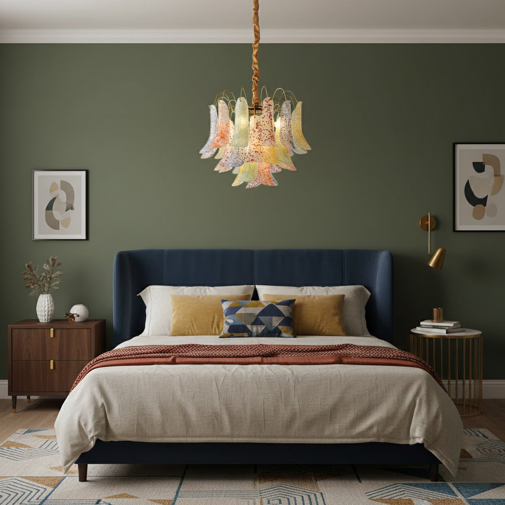 Chandelier Murano Glass 19.7 in Colorful Ceiling Lighting Dining Room Decorative Multi Bulb Hanging Fixture | Thomler
