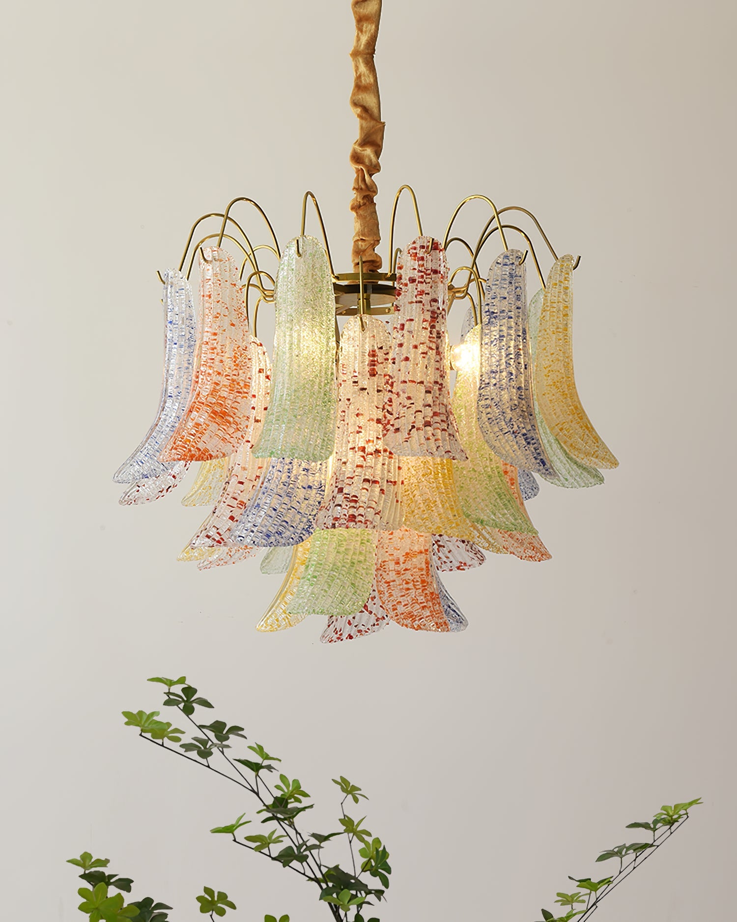 Chandelier Murano Glass 19.7 in Colorful Ceiling Lighting Dining Room Decorative Multi Bulb Hanging Fixture | Thomler
