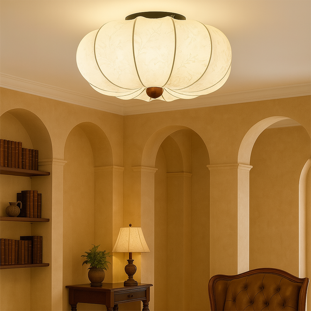 Pendant Light Fabric Round 40.0 cm White Living Room Bedroom Hallway Soft Mood Ceiling Lamp | Thomler