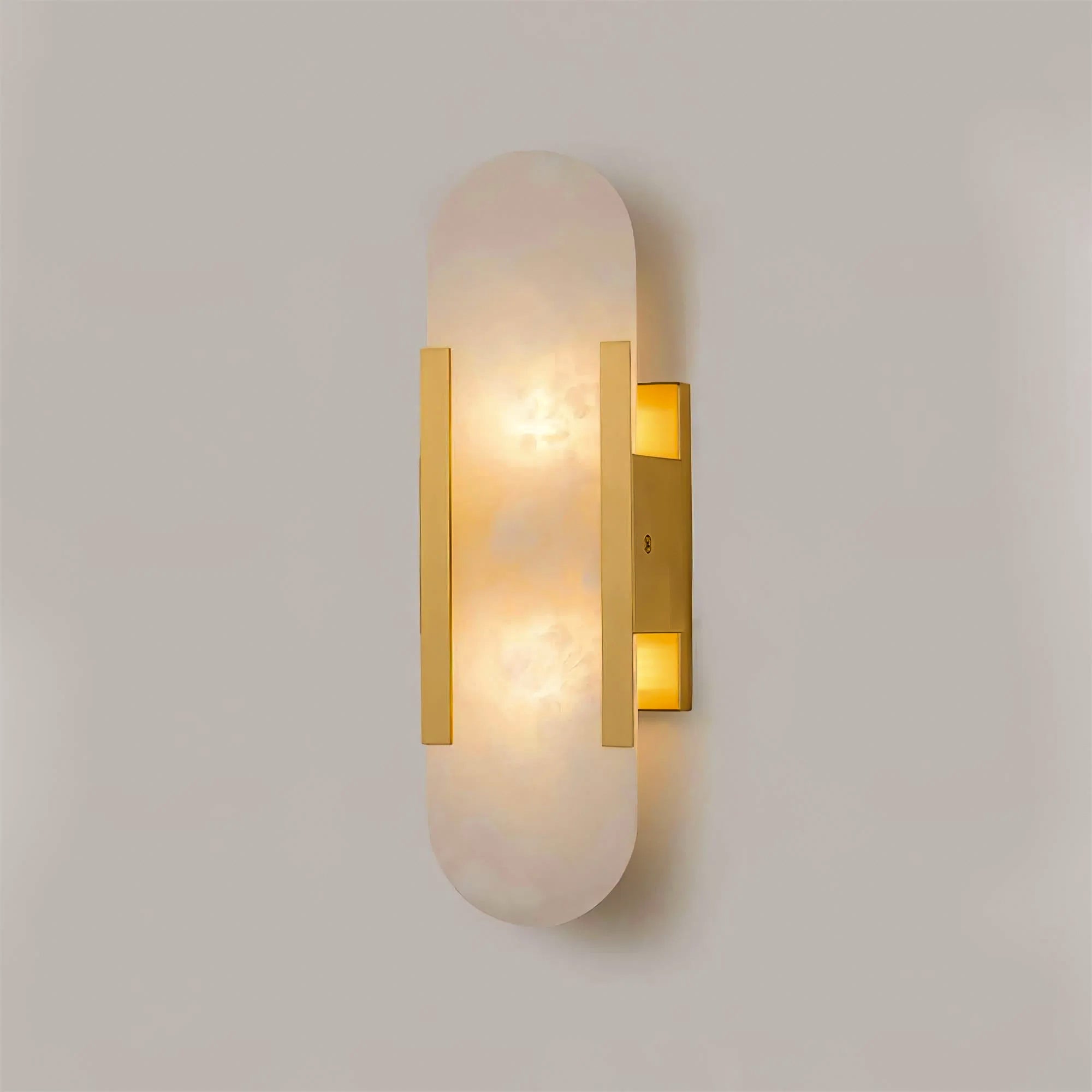 Melange Elongated Alabaster Wall Lamp 13.8 in White Brass Indoor Lighting Decorative Modern Sconce | Thomler