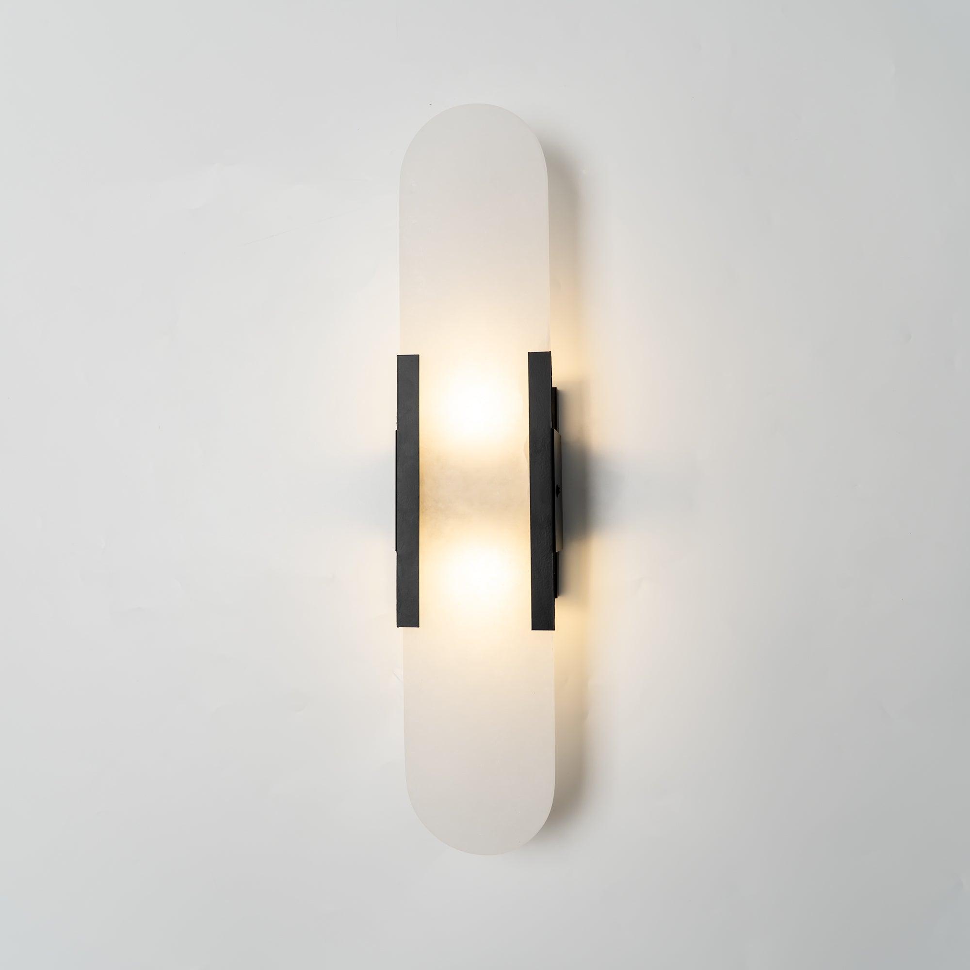 Melange Elongated Alabaster Wall Lamp 13.8 in White Brass Indoor Lighting Decorative Modern Sconce | Thomler