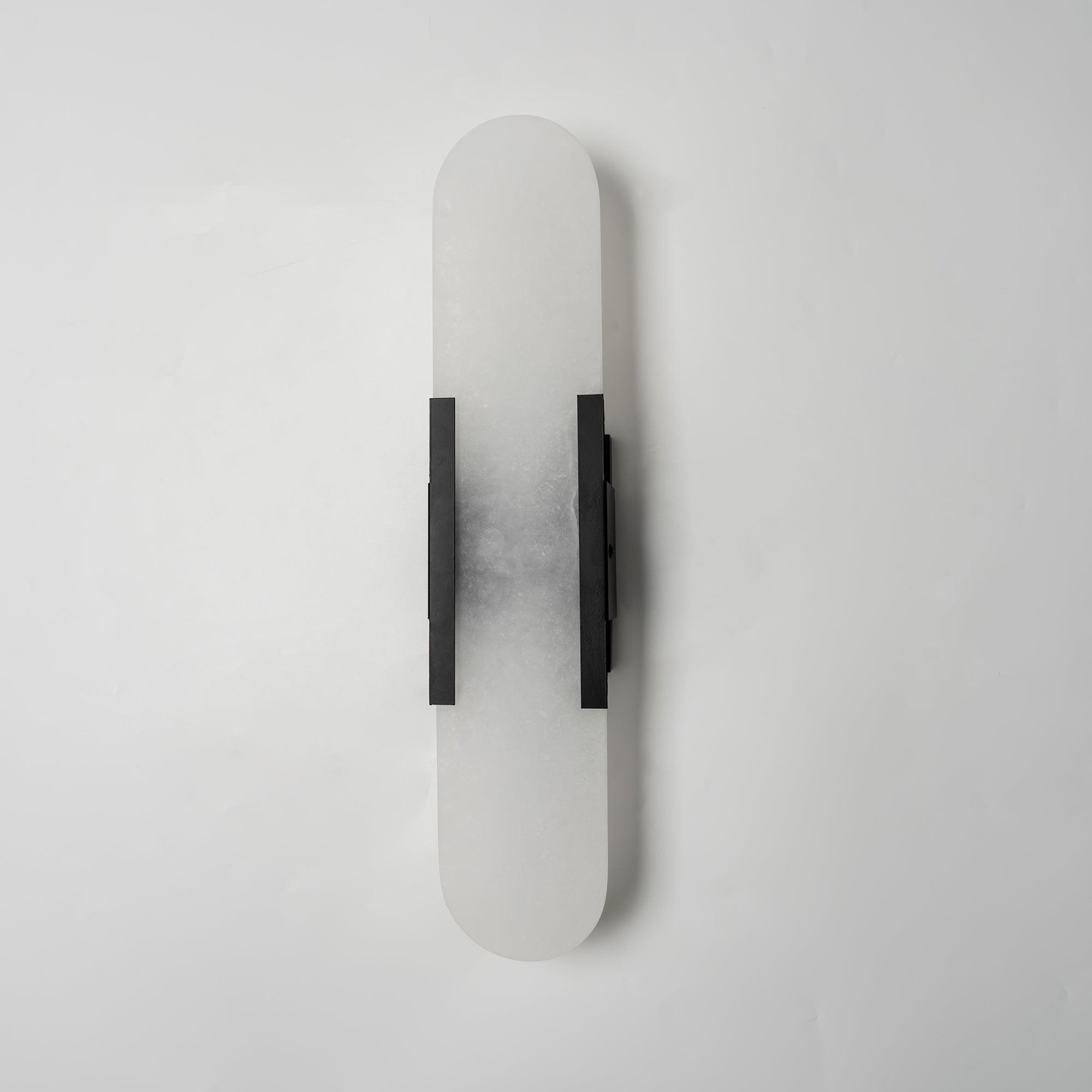 Melange Elongated Alabaster Wall Lamp 13.8 in White Brass Indoor Lighting Decorative Modern Sconce | Thomler