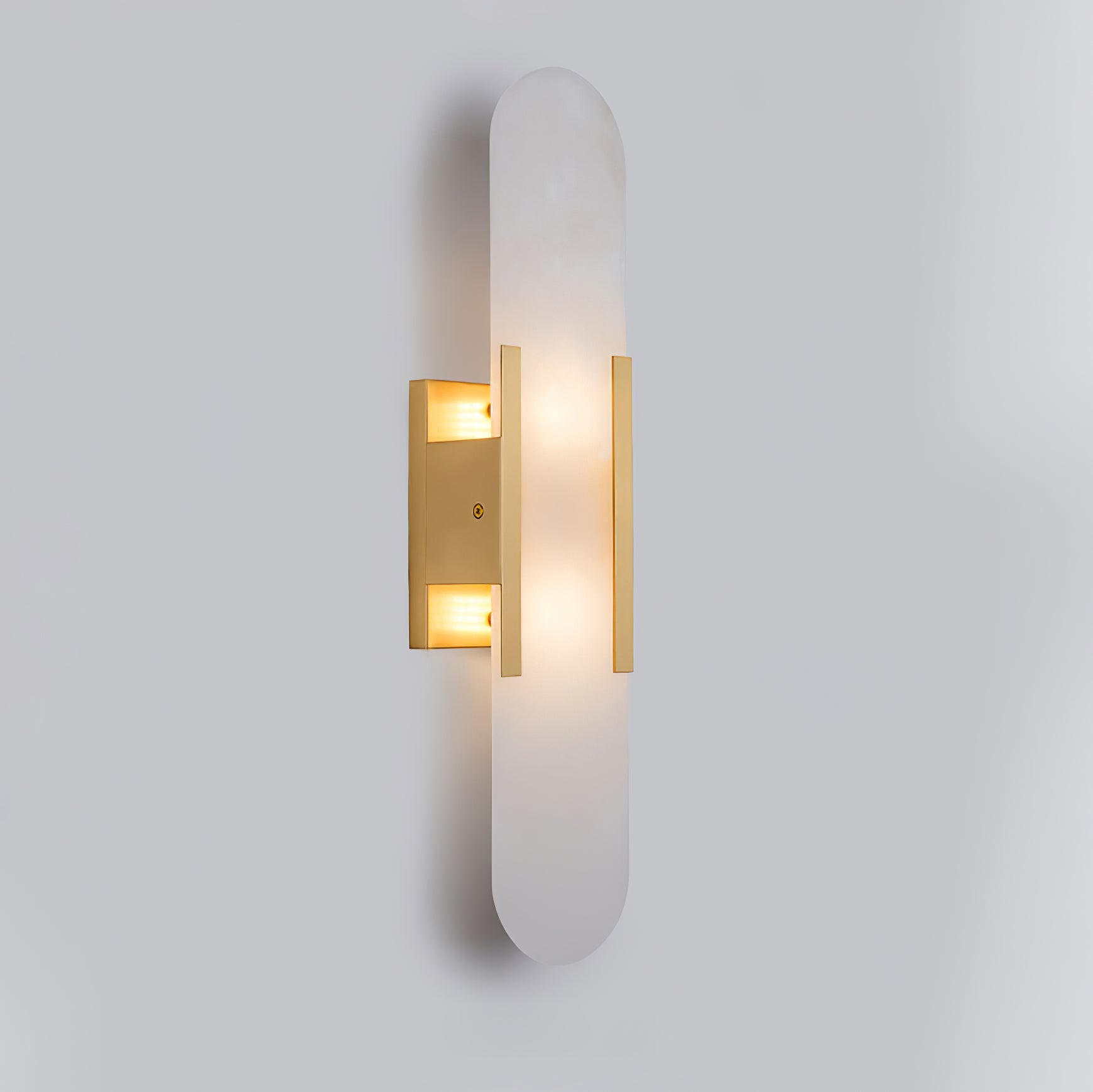 Melange Elongated Alabaster Wall Lamp 13.8 in White Brass Indoor Lighting Decorative Modern Sconce | Thomler