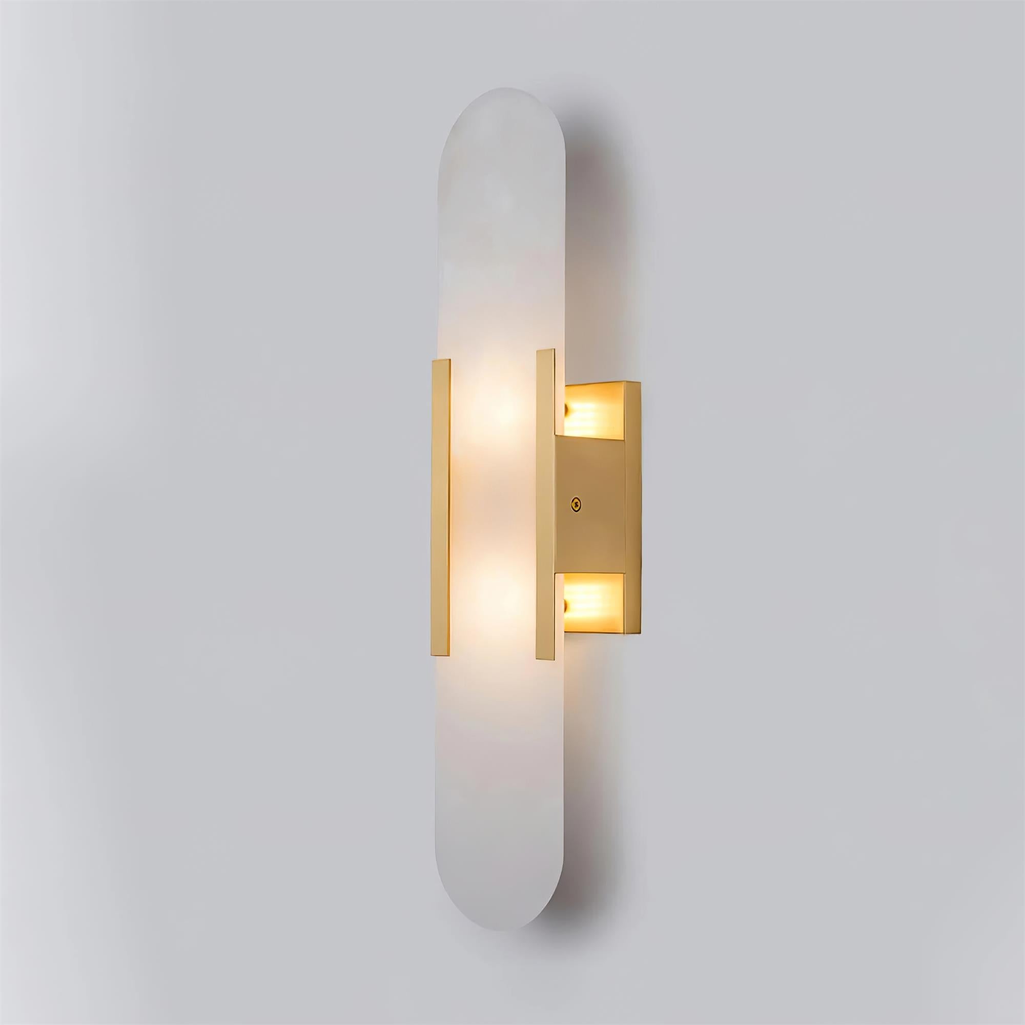 Melange Elongated Alabaster Wall Lamp 13.8 in White Brass Indoor Lighting Decorative Modern Sconce | Thomler