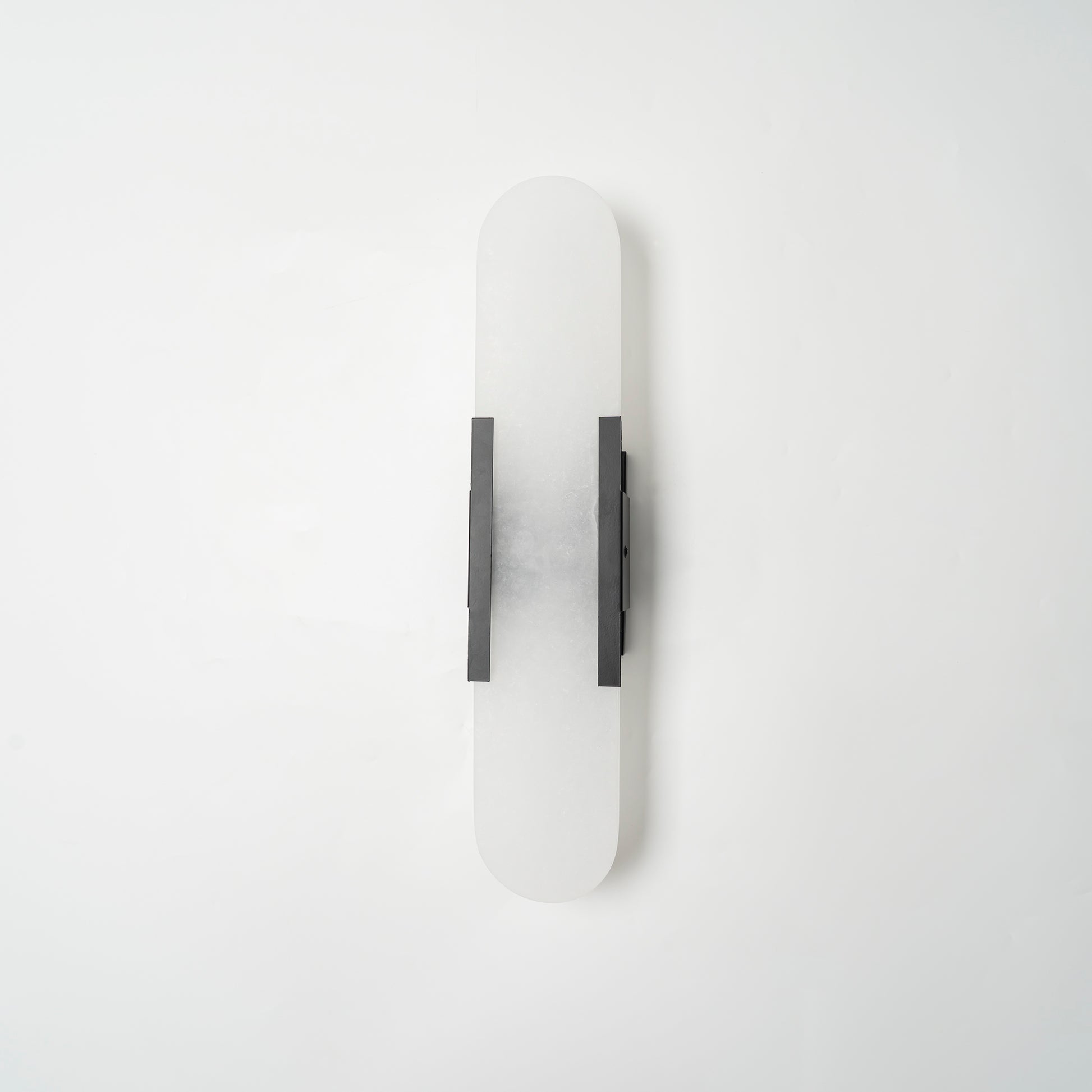 Melange Elongated Alabaster Wall Lamp 13.8 in White Brass Indoor Lighting Decorative Modern Sconce | Thomler