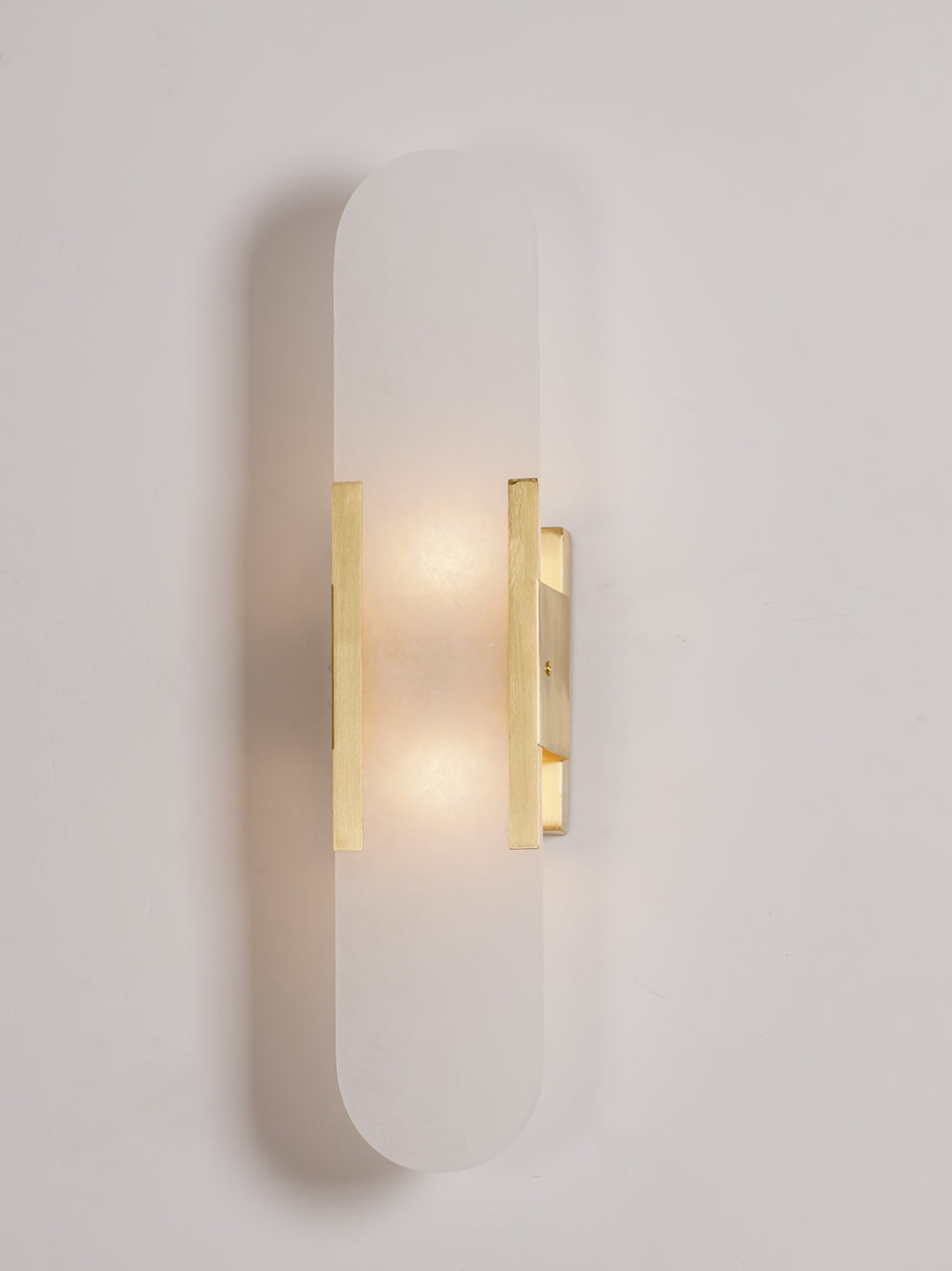 Melange Elongated Alabaster Wall Lamp 13.8 in White Brass Indoor Lighting Decorative Modern Sconce | Thomler