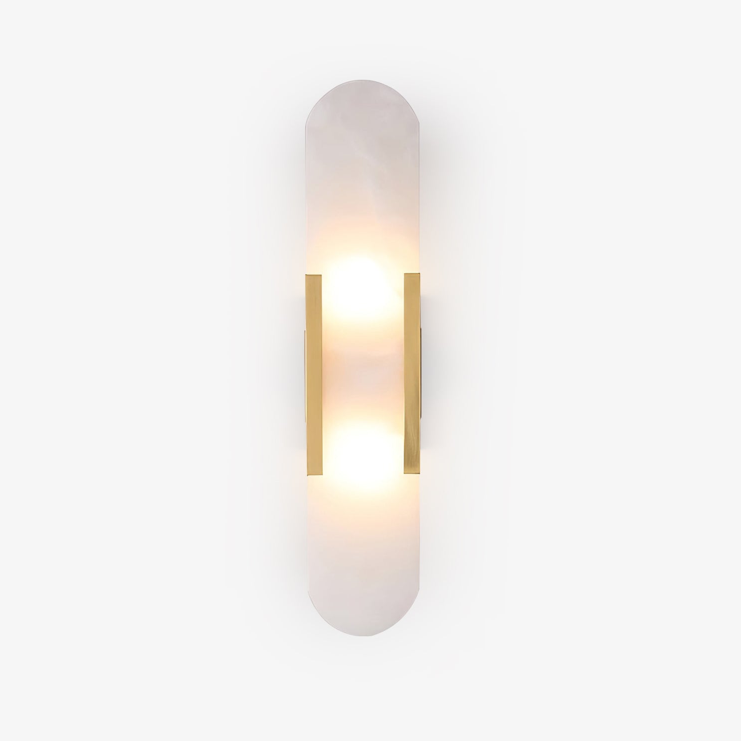 Melange Elongated Alabaster Wall Lamp 13.8 in White Brass Indoor Lighting Decorative Modern Sconce | Thomler