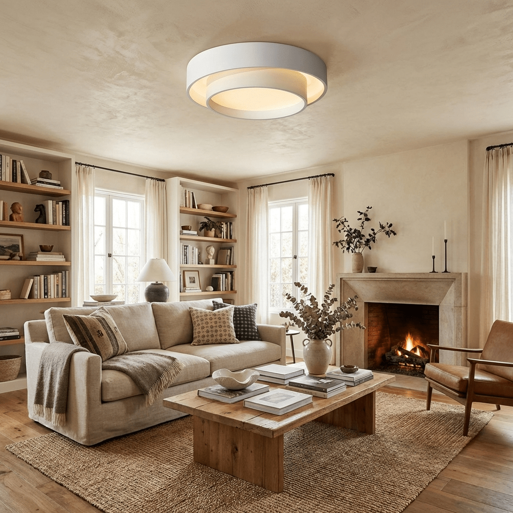 Ceiling Light Metal Integrated LED 40.0 cm White Modern Living Room Bedroom Flush Mount Lamp | Thomler