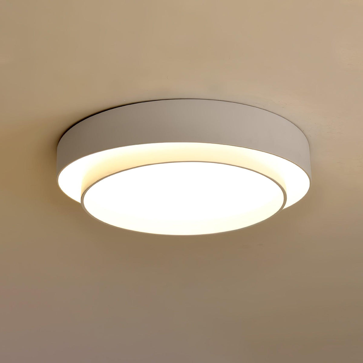 Modern Cylindrical Dual Ring Flush Mount LED Ceiling Light – Adjustable Brightness Overhead Fixture | Thomler