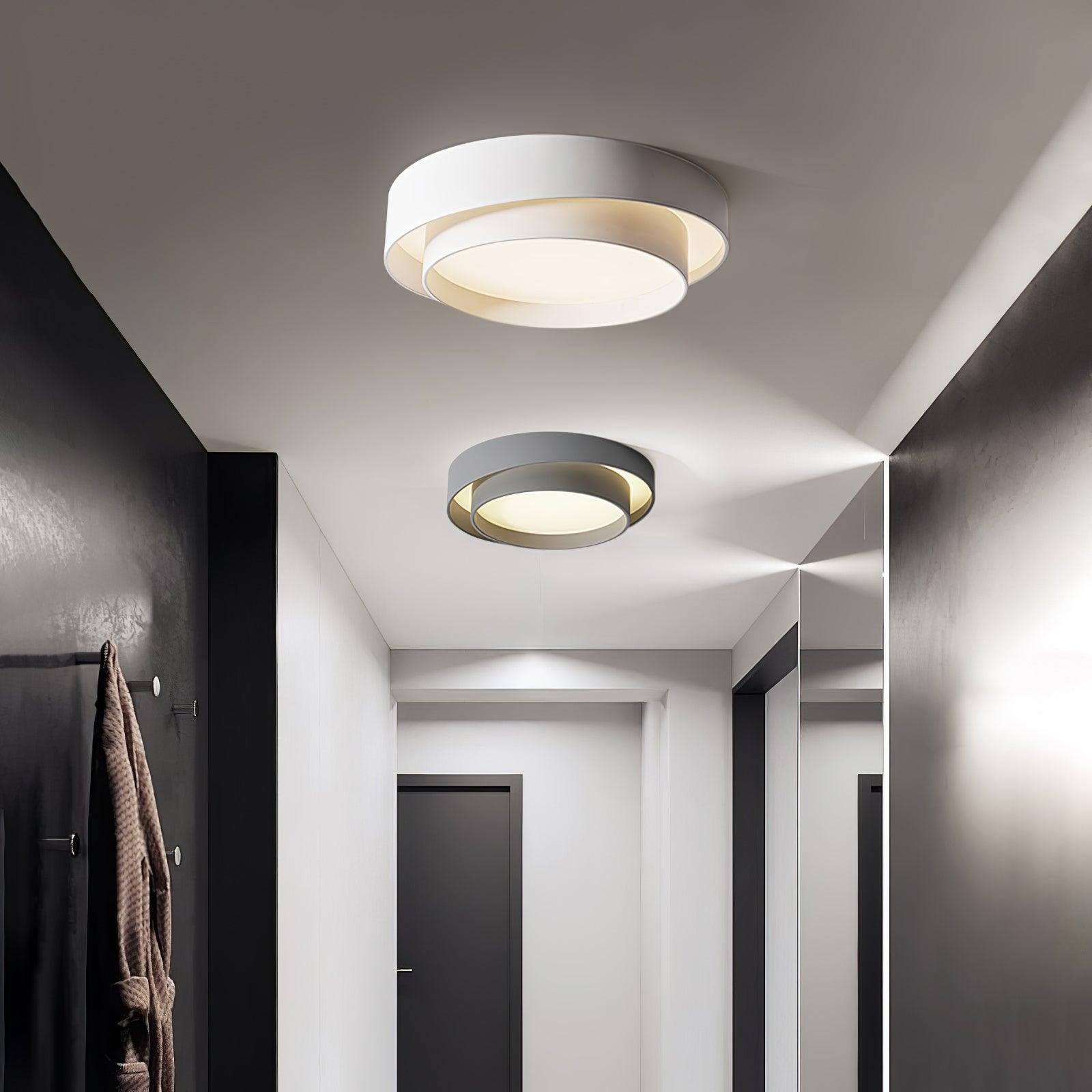 Modern Layered Drum Flush Mount Ceiling Light with Integrated LED for Living Room & Bedroom | Thomler