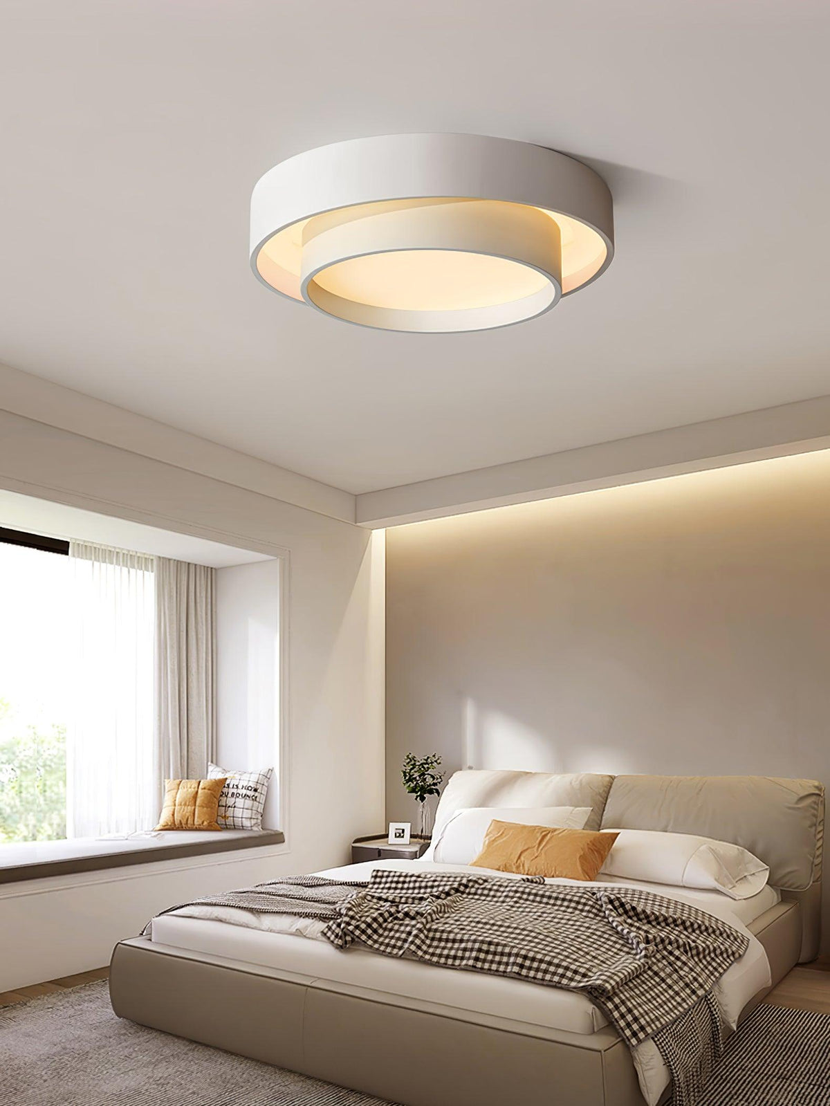 Modern Layered Drum Flush Mount Ceiling Light with Integrated LED for Living Room & Bedroom | Thomler